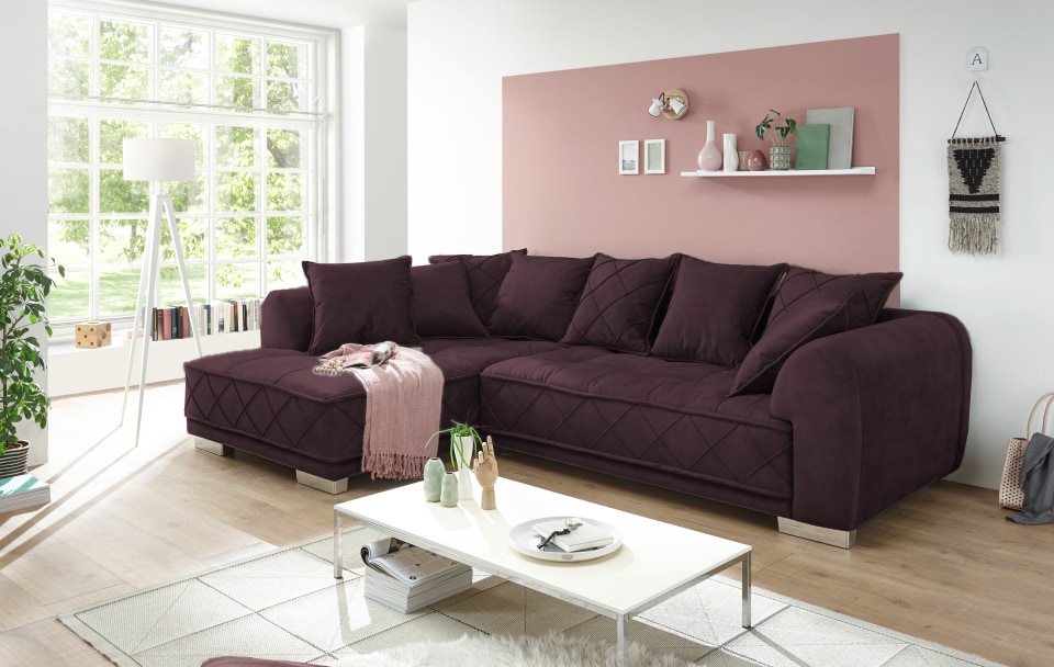 ED Exciting Design Sofa Sentina: Luxuriöses Ecksofa in Vielfalt von Farben und Materialien – Beidseitig montierbar mit Nosagfederung