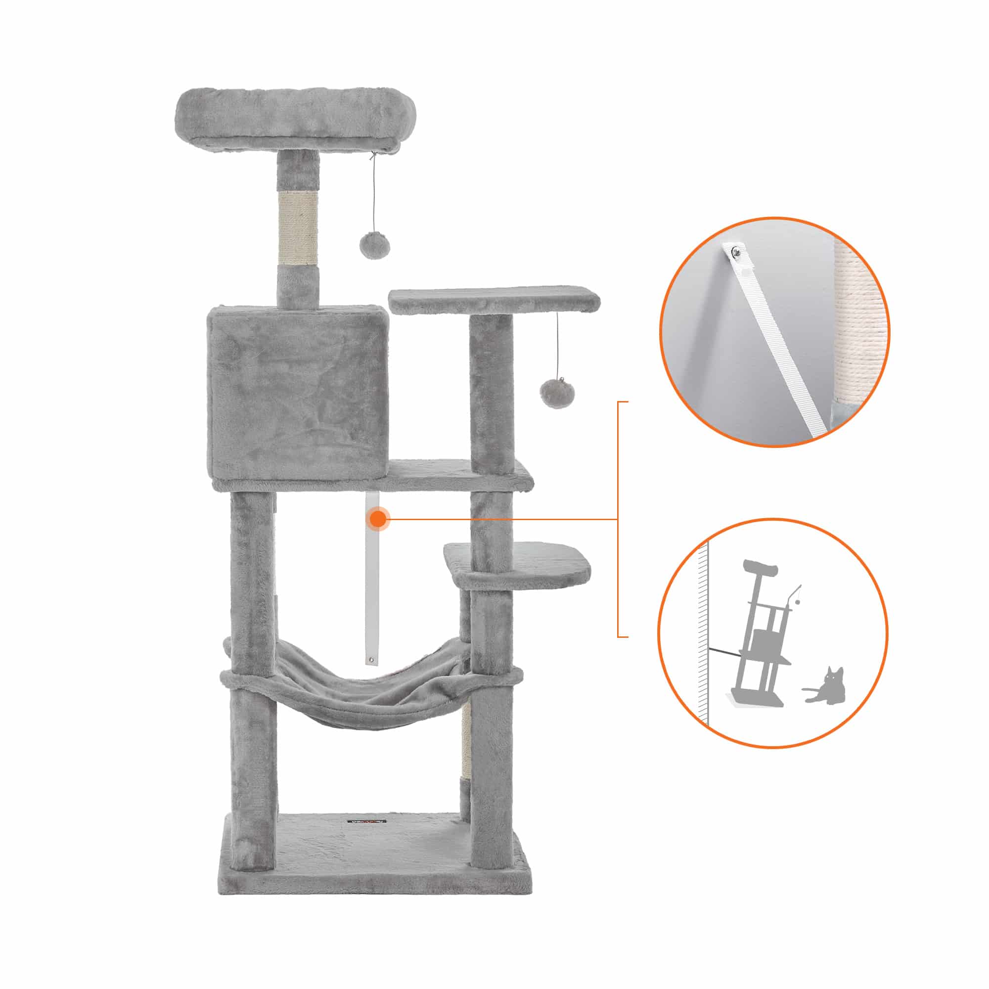 Katzenbaum mit Hängematte Hellgrau-B34PCT161W01 Katzenbaum mit Hängematte Hellgrau-B34PCT161W01