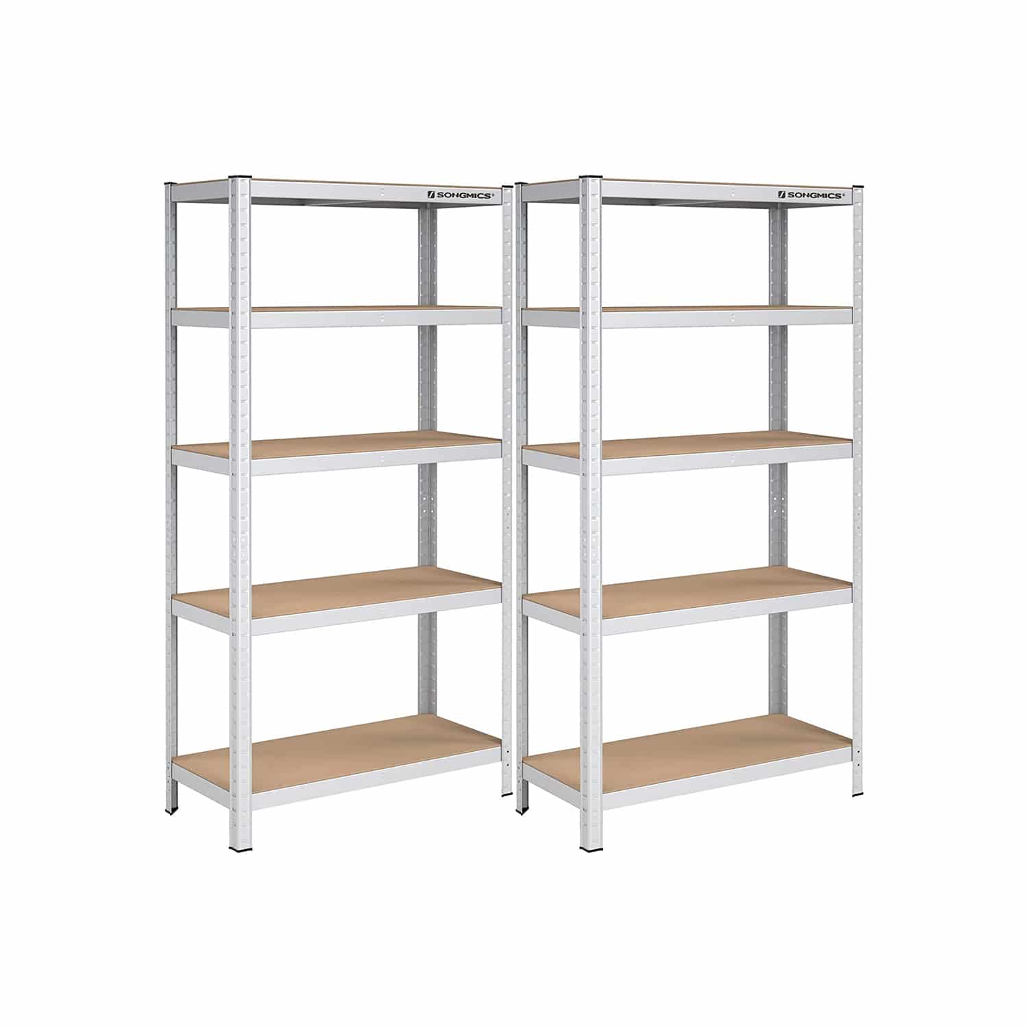 2er Set Lagerregal 180 cm hoch silbern-B34GLR80SV 2er Set Lagerregal 180 cm hoch silbern-B34GLR80SV