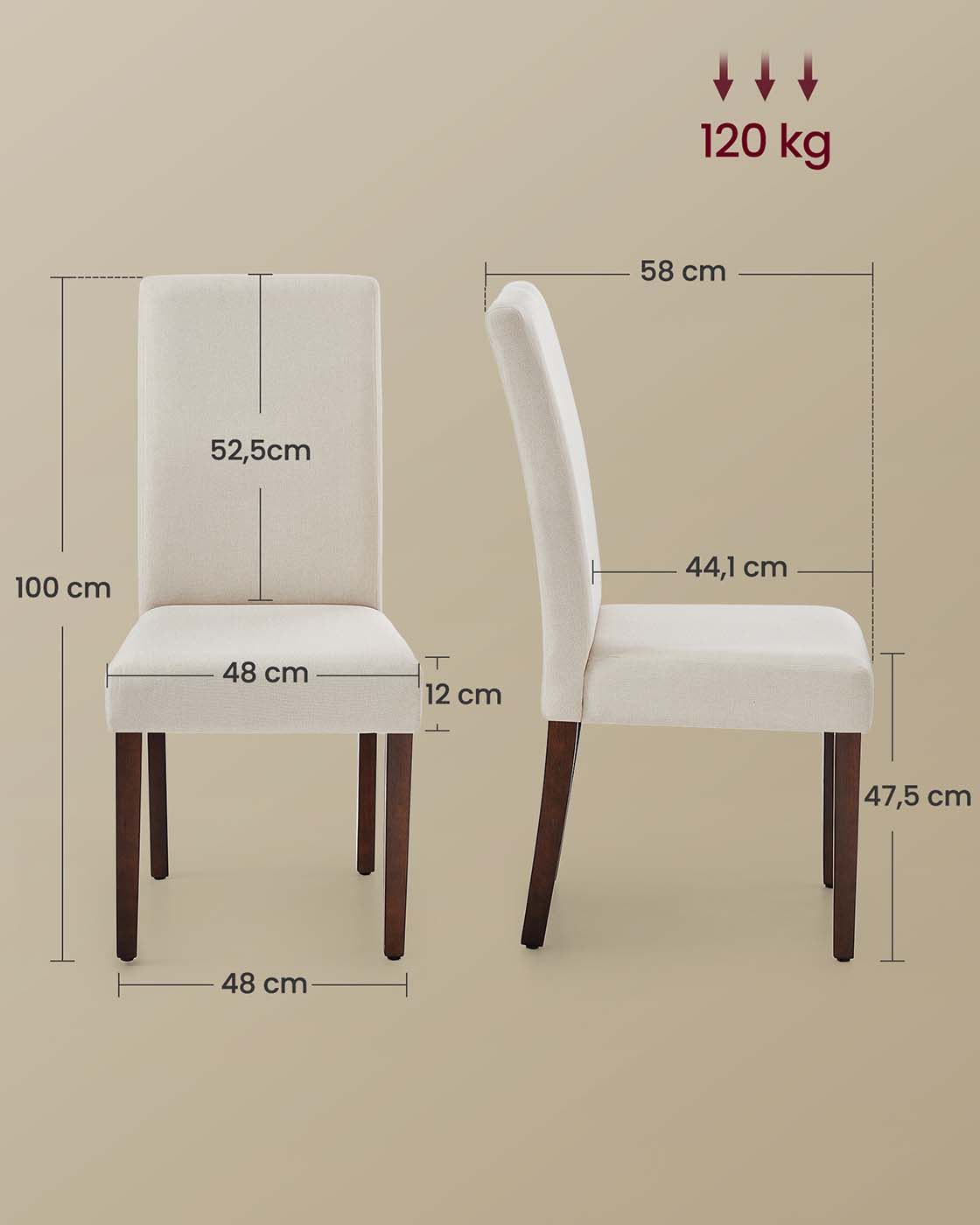 Esszimmerstuhl 2er Set hohe Rückenlehne bequemes Sitzkissen Esszimmerstuhl 2er Set hohe Rückenlehne bequemes Sitzkissen