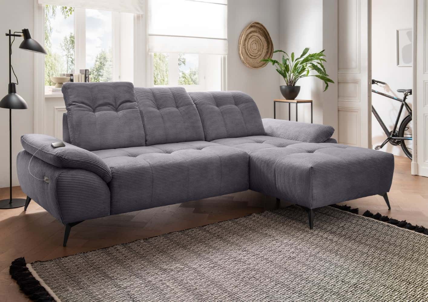 Sofa Fiore Benformato Cord mit elektronischem Sitzvorschub