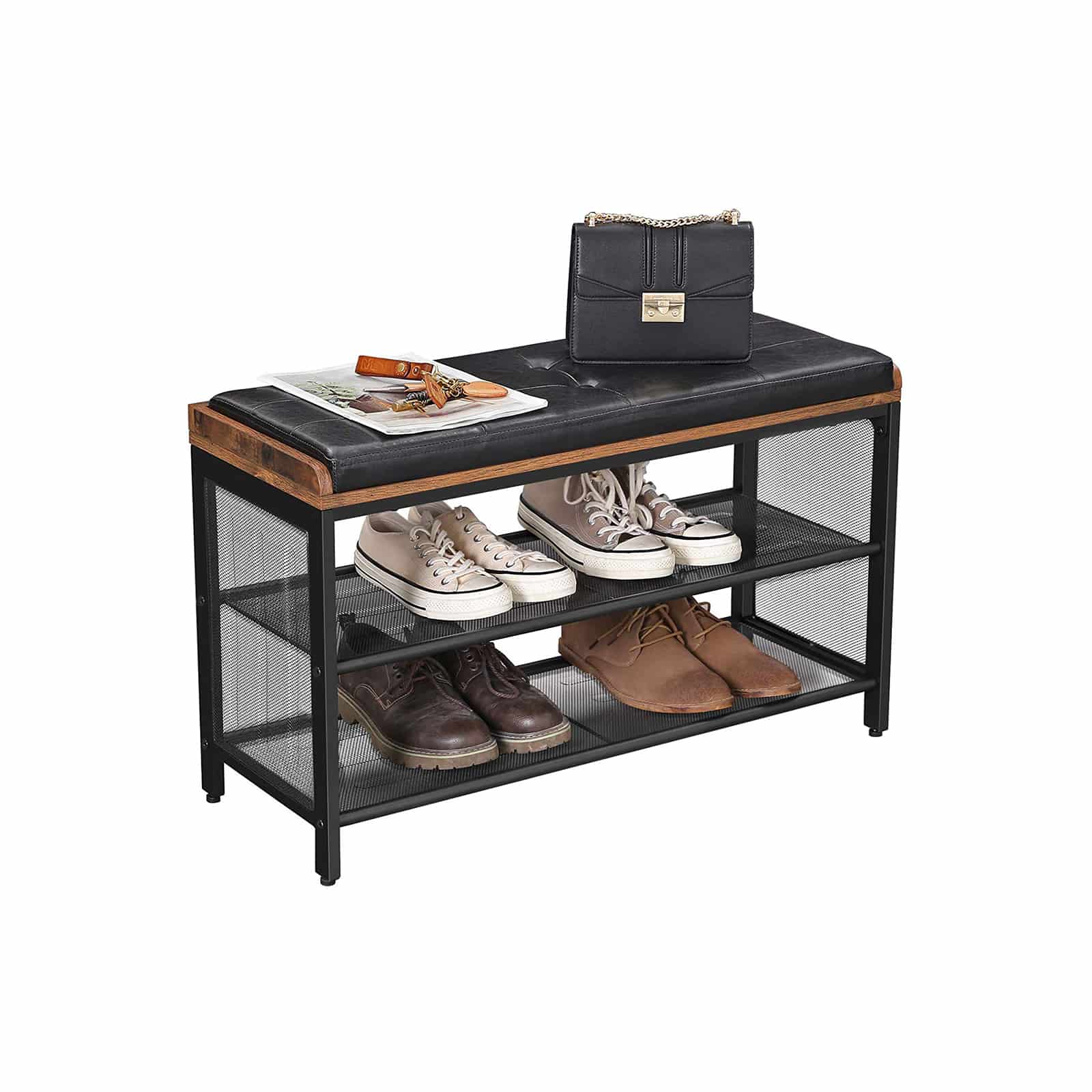 Mesh-Shelf-Shoe-Bench-LBS75X-2fH3lnlYLdamE4 Gepolsterte Schuhbank 2 Gitterablagen