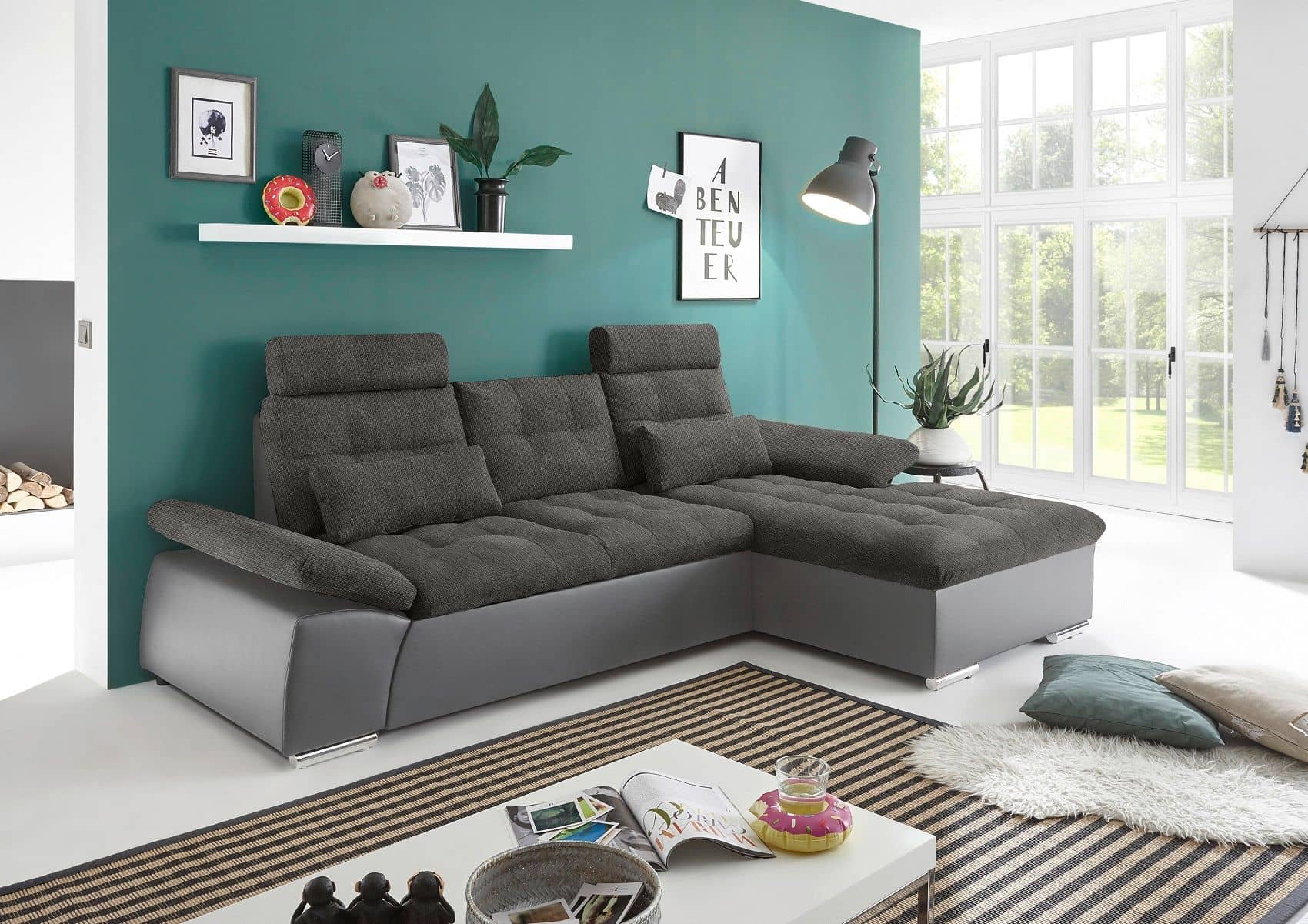 Ecksofa Jakarta Dunkelgrau | Lawa – Modernes Sofa mit Schlaffunktion & verstellbaren Armlehnen Ecksofa Jakarta Dunkelgrau | Lawa – Modernes Sofa mit Schlaffunktion & verstellbaren Armlehnen