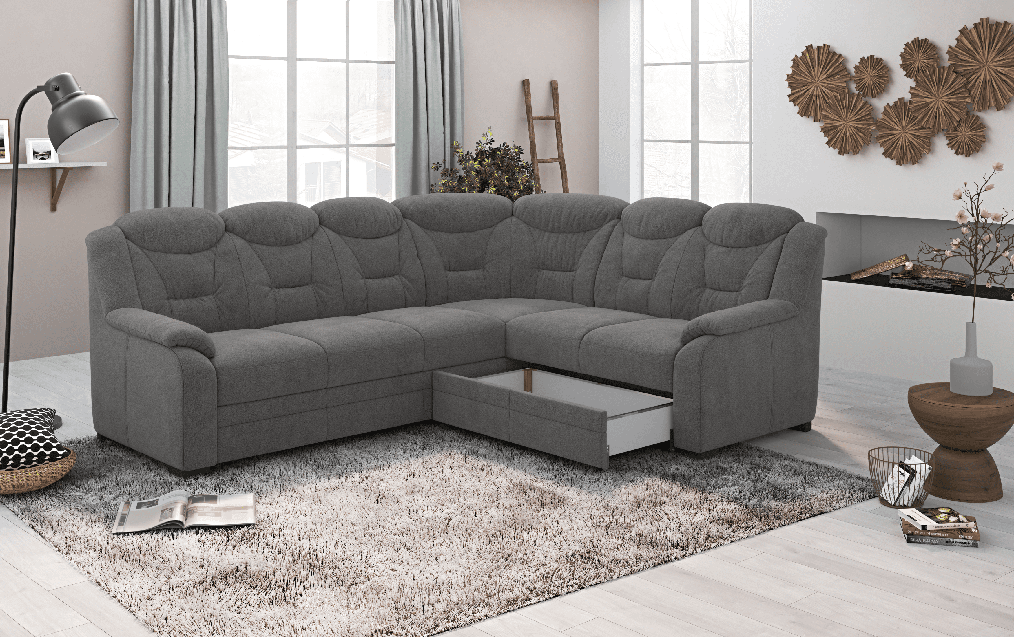 Ecksofa Marcus - New York - mit Schlaffunktion & Bettkasten - Cotta Ecksofa Marcus - New York - mit Schlaffunktion & Bettkasten - Cotta