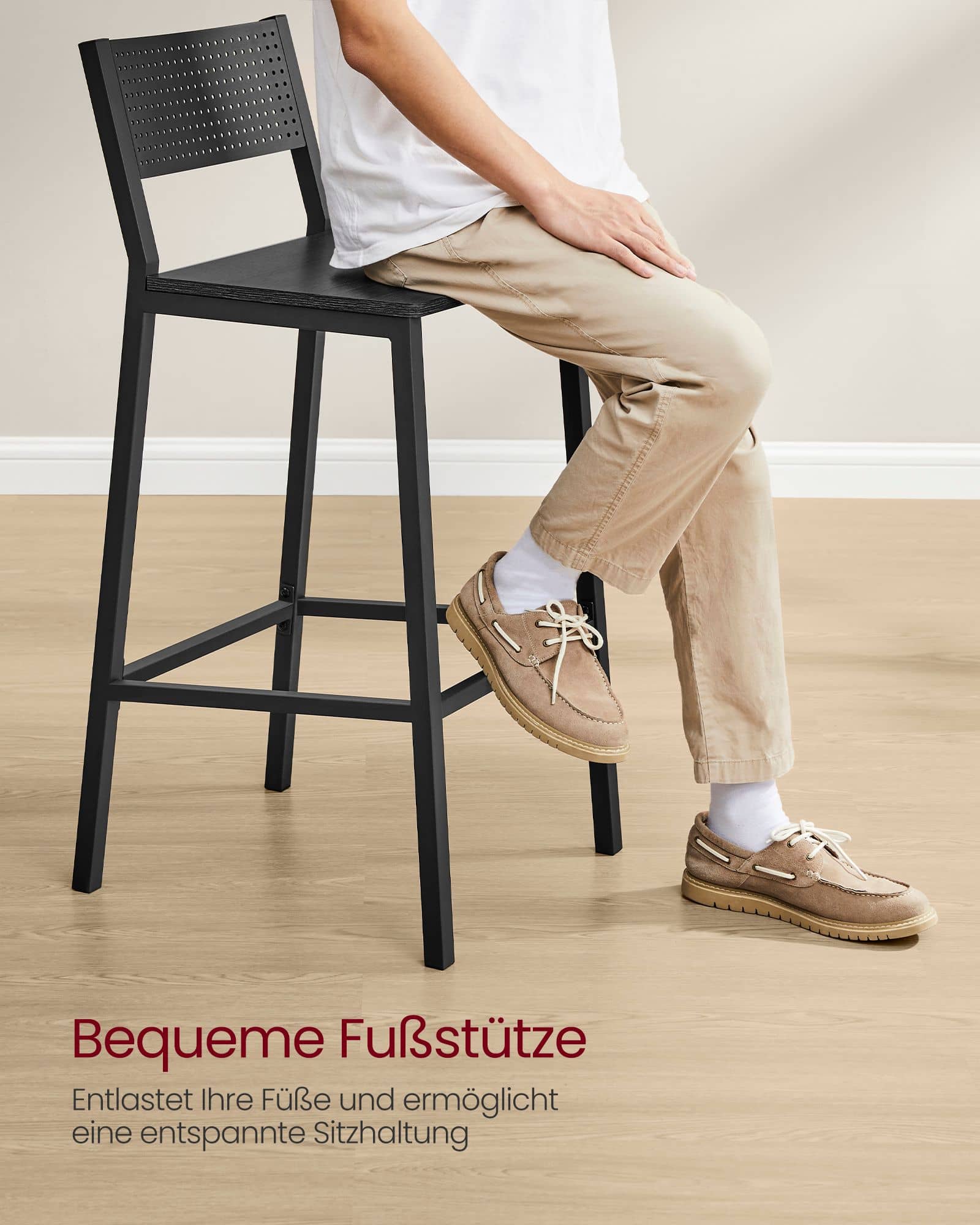 Industrie-Design Barhocker 2er Set Anthrazit und Schwarz-LBC070B22