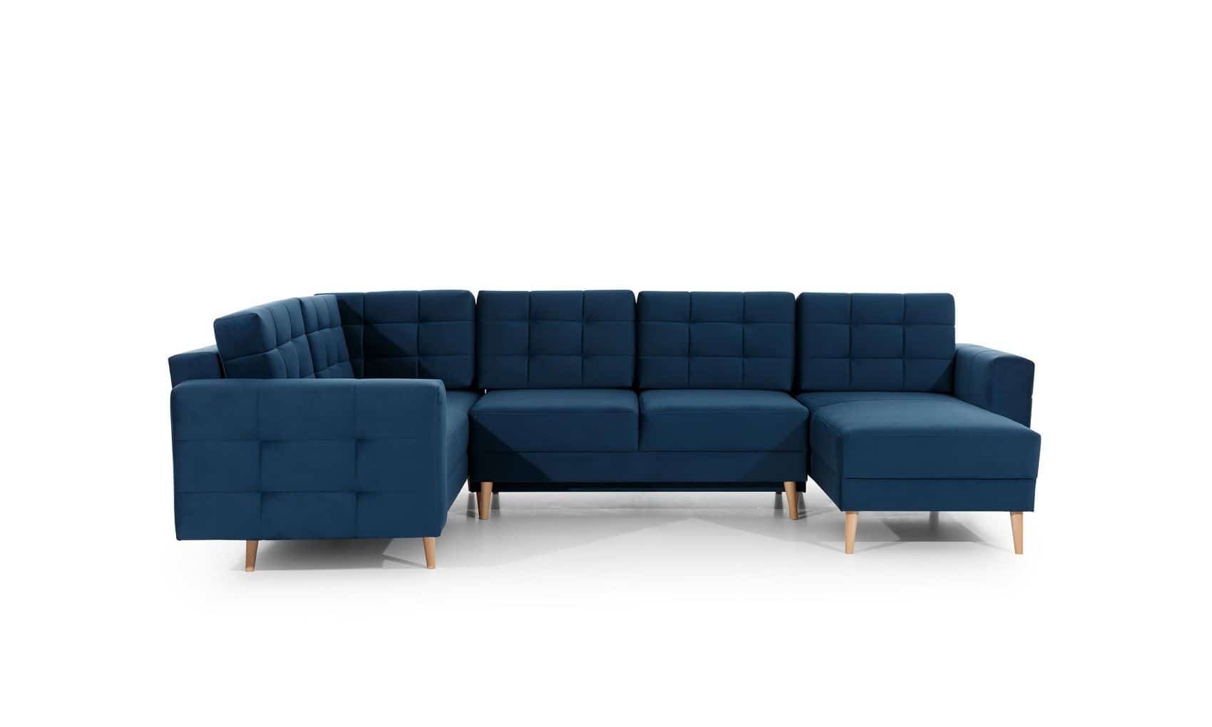 Wohnlandschaft Asgard U Dunkelblau – Sofa mit Schlaffunktion | beidseitig montierbar