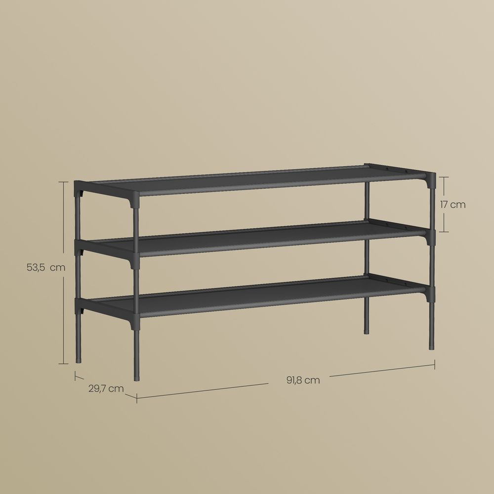 Schuhregal 3 Ebenen, Schuhaufbewahrung, Eingangsbereich