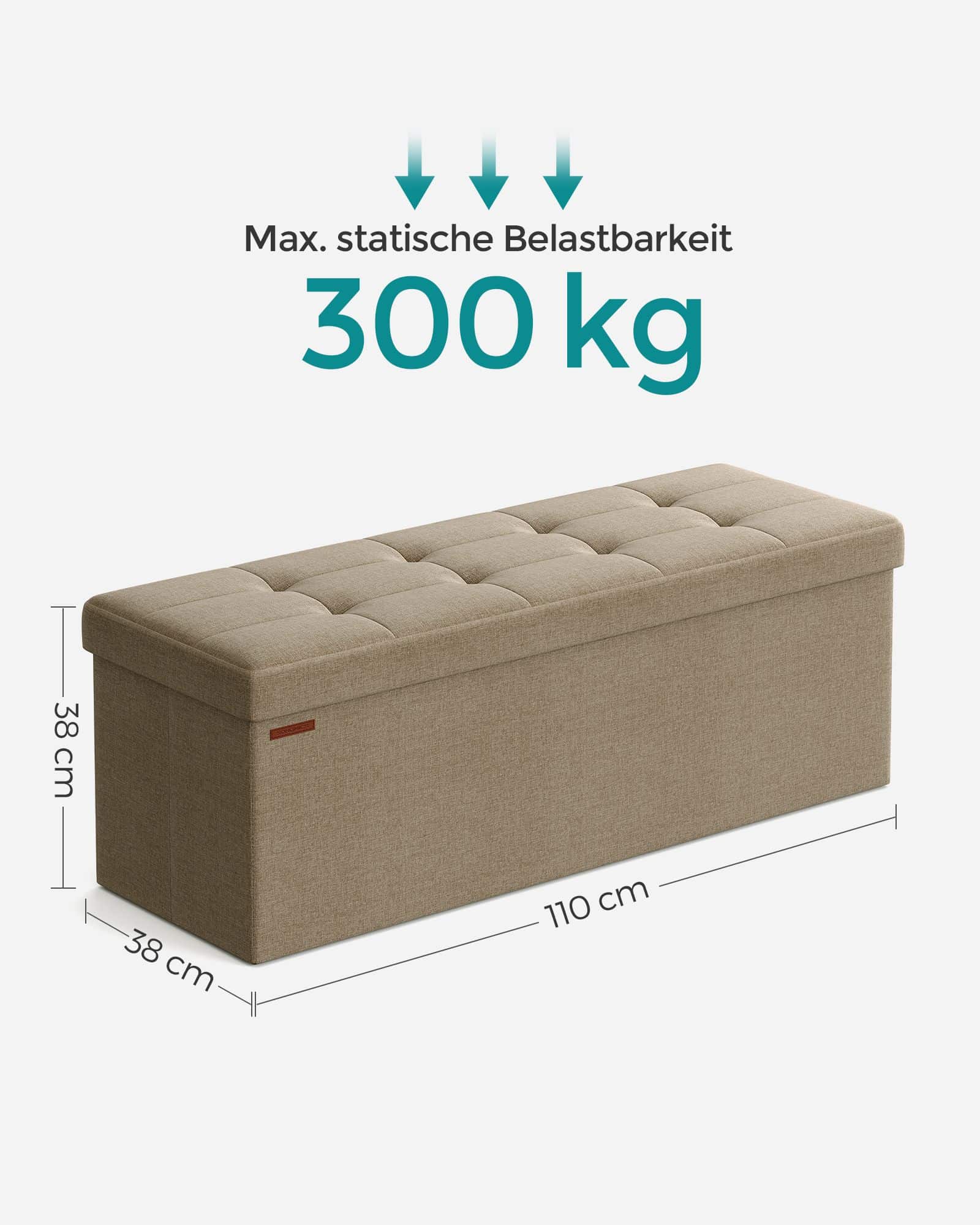 Sitzbank 110 cm klappbar mit Stauraum helltaupe-LSF077R01 Sitzbank 110 cm klappbar mit Stauraum helltaupe-LSF077R01
