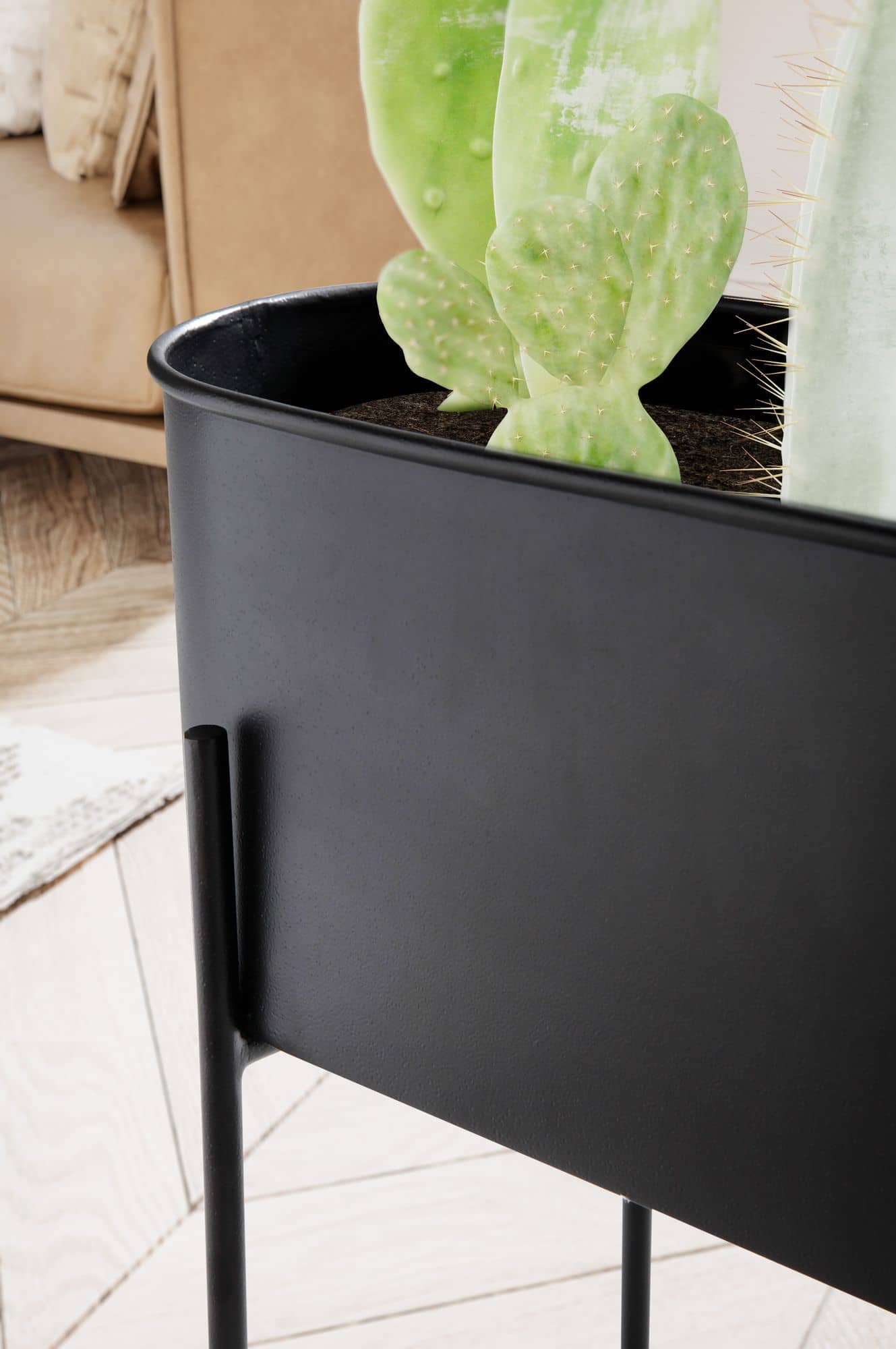 Pflanzgefäß Metall 51x65x22 cm Pflanzkübel Schwarz mit Gestell und Ablage Pflanzgefäß Metall 51x65x22 cm Pflanzkübel Schwarz mit Gestell und Ablage