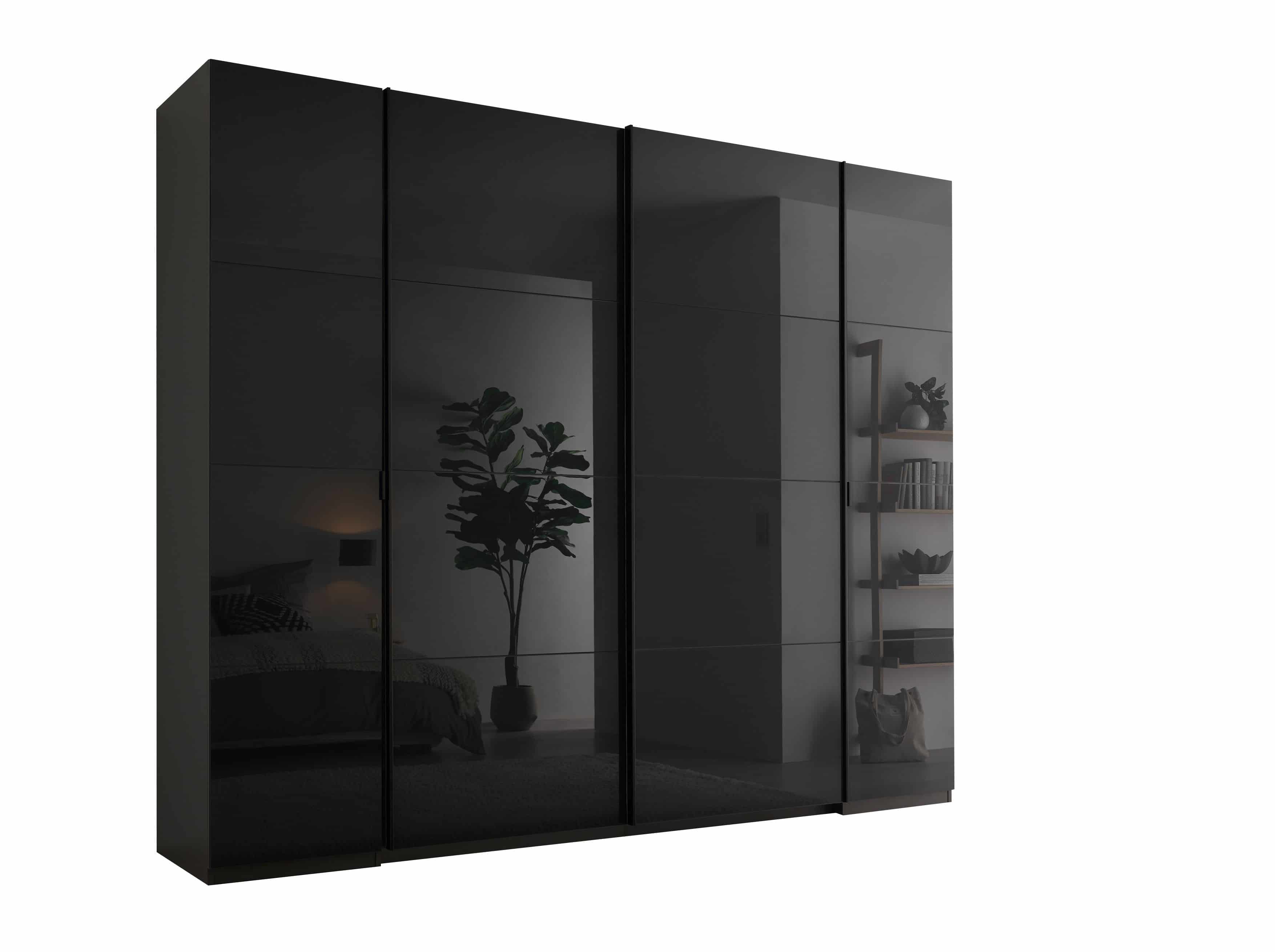 Mufo Kleiderschrank - graphit – moderner Schwebetüren-Schrank mit Drehtüren & Glasfront Mufo Kleiderschrank - graphit – moderner Schwebetüren-Schrank mit Drehtüren & Glasfront