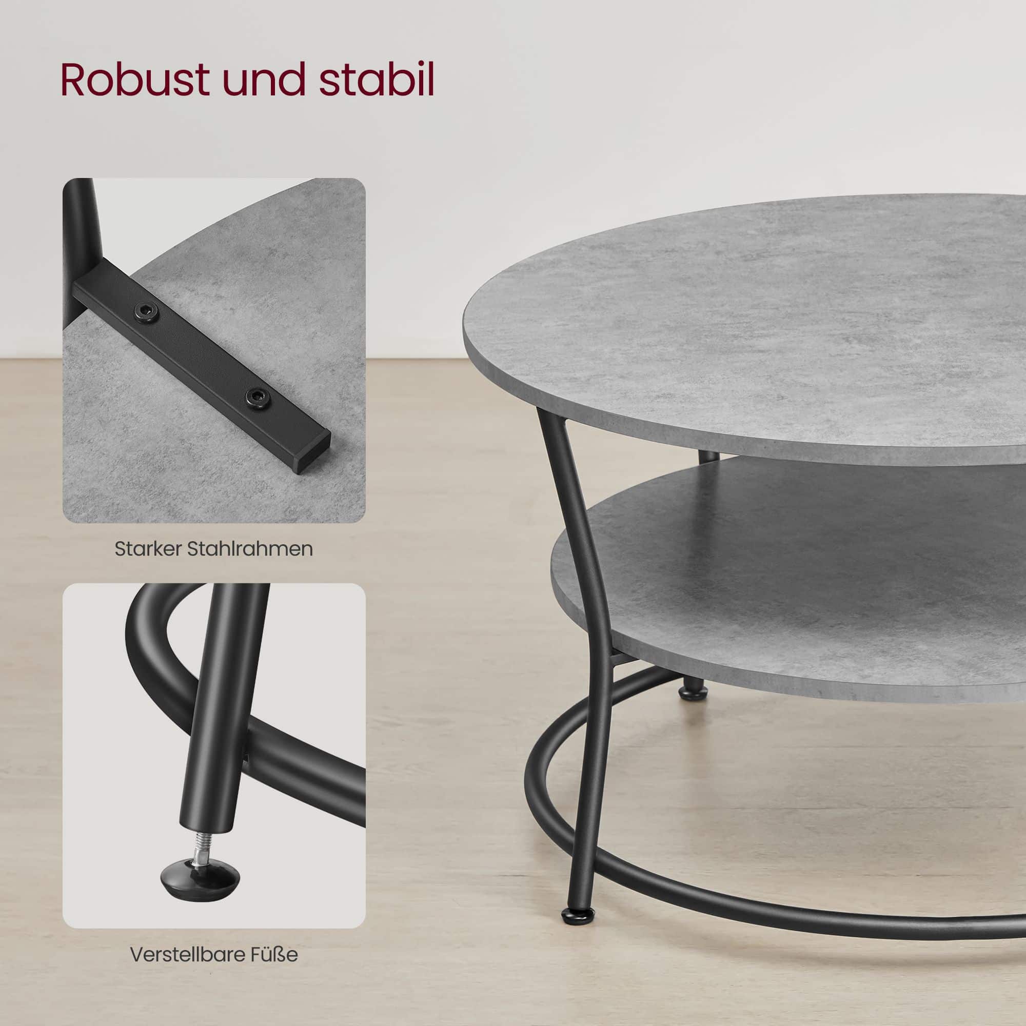 Couchtisch rund mit Ablage Industrie-Design Couchtisch rund mit Ablage Industrie-Design