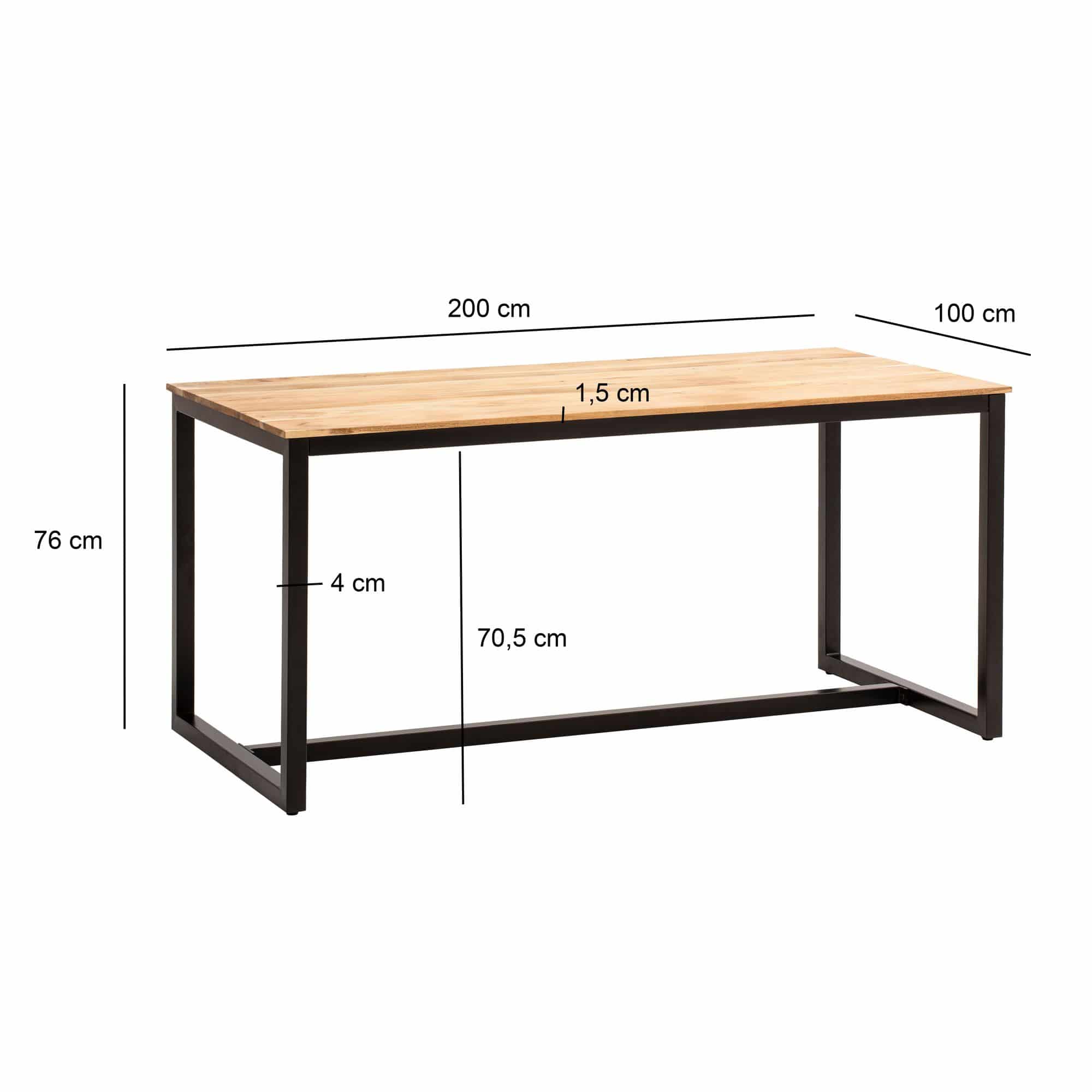 Esszimmertisch 200x100x76 cm Akazie Massivholz Metall Esstisch Loft-Style Esszimmertisch 200x100x76 cm Akazie Massivholz Metall Esstisch Loft-Style