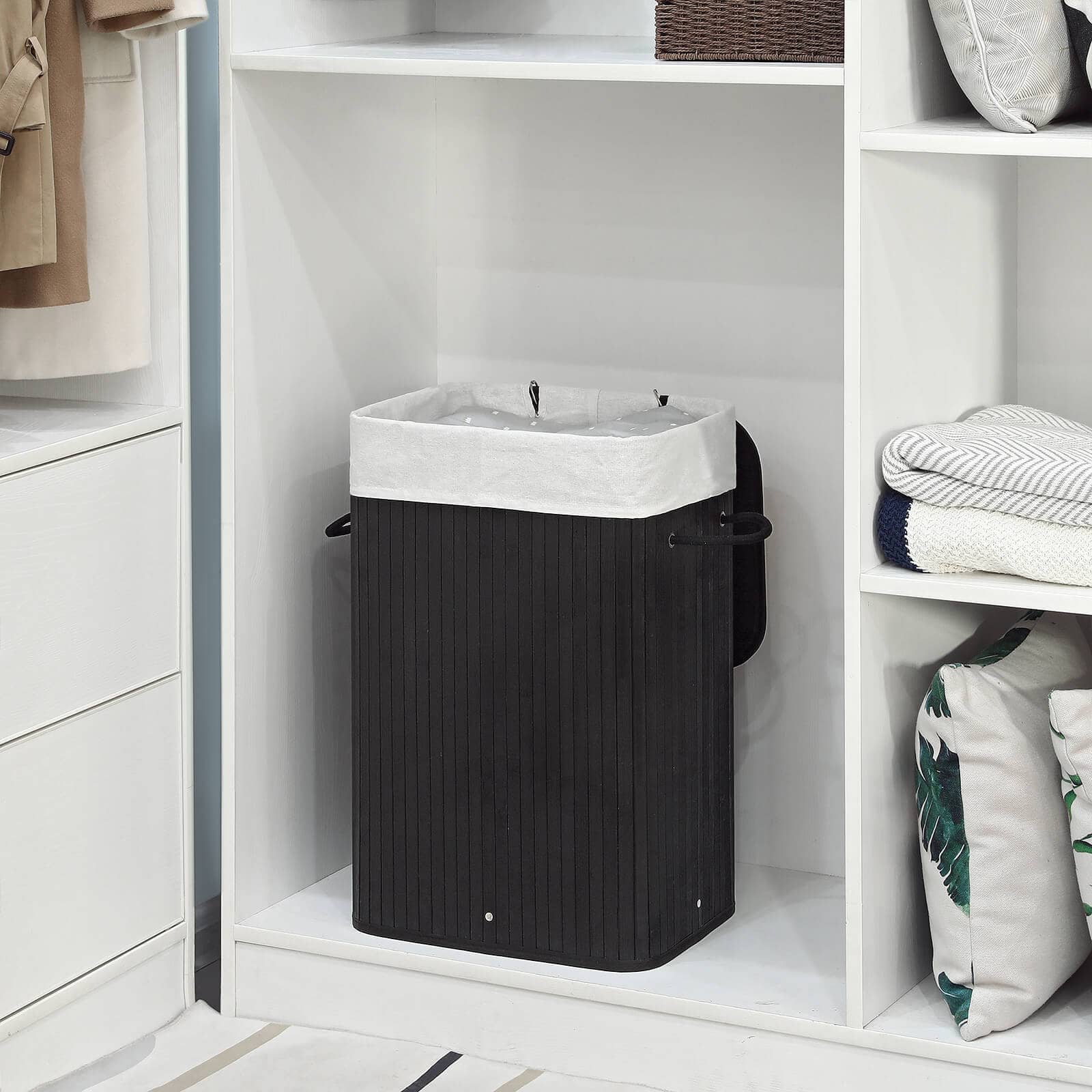 Wäschetonne Bambus 72 L Schwarz-LCB10B