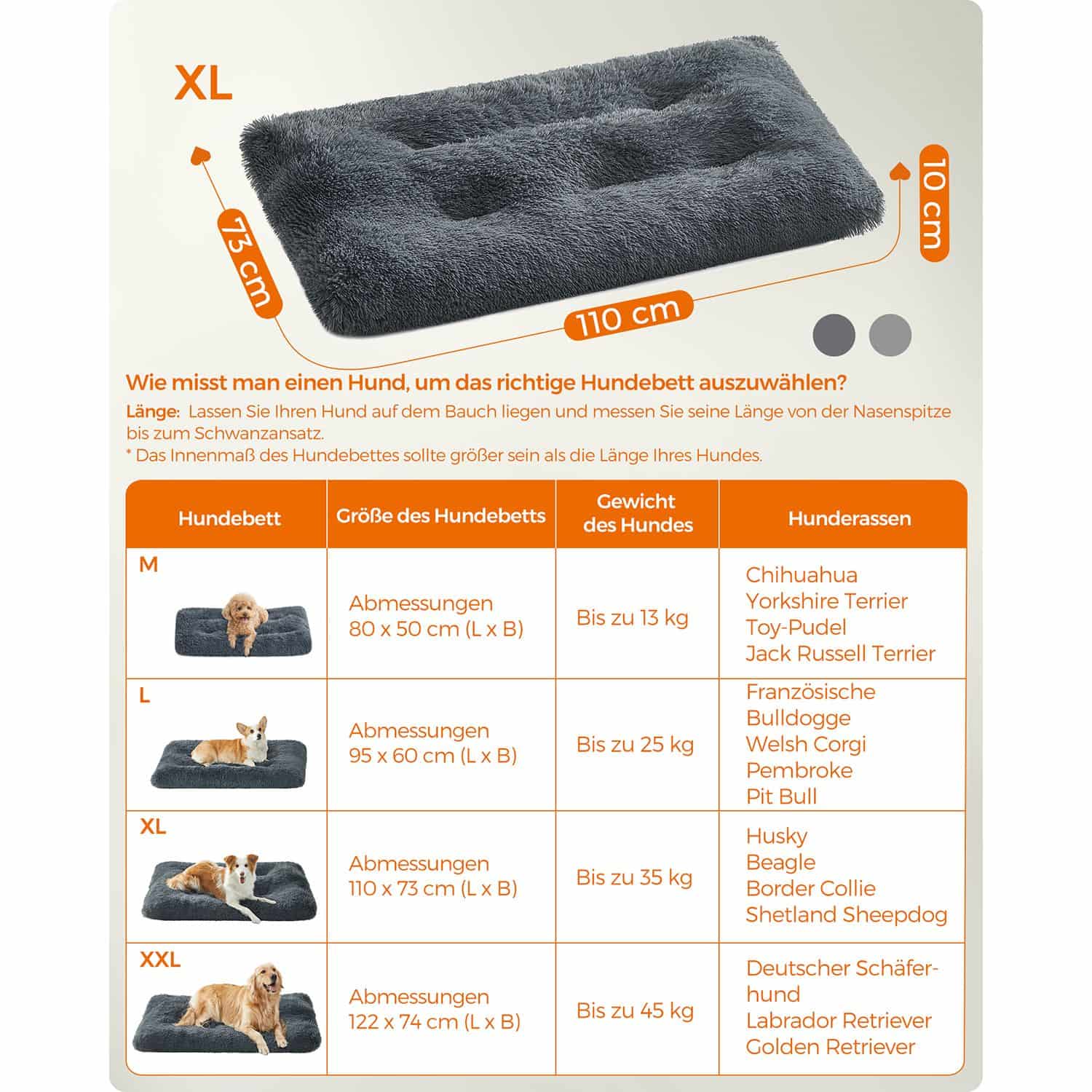 Flauschiges Hundebett 110 x 73 cm dunkelgrau-PGW203G02 Flauschiges Hundebett 110 x 73 cm dunkelgrau-PGW203G02