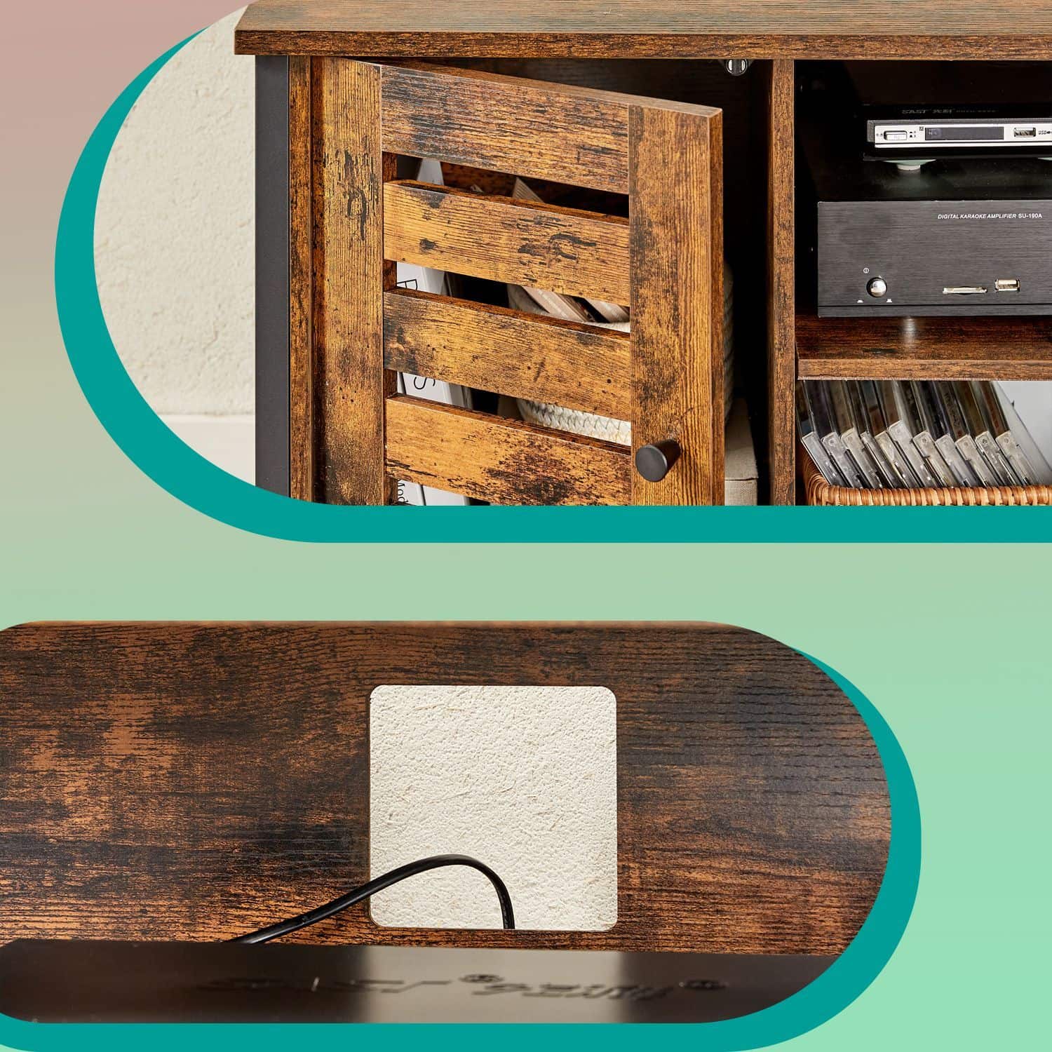 TV-Lowboard mit 2 Schränken und 2 Regalebenen TV-Lowboard mit 2 Schränken und 2 Regalebenen