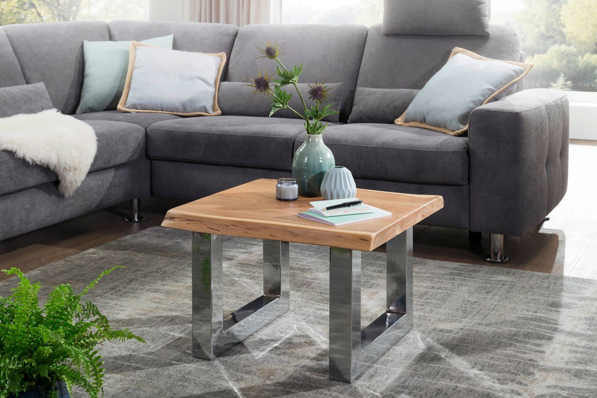 46337-WOHNLING-Couchtisch-ASURA-58-x-40-x-60-cm-A_1 Couchtisch 58 x 40 x 60 cm Akazie Massiv Holz Metallgestell Braun