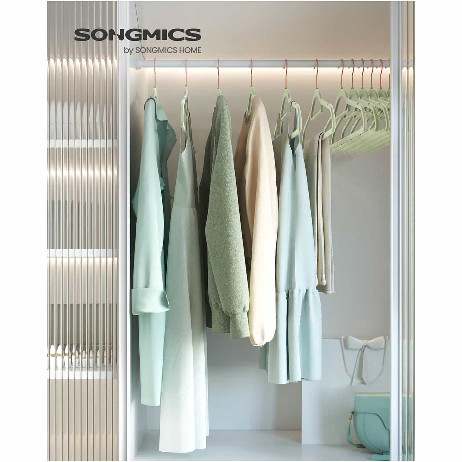 50er Set Samt-Kleiderbügel Hellgrün-CRF021GR50