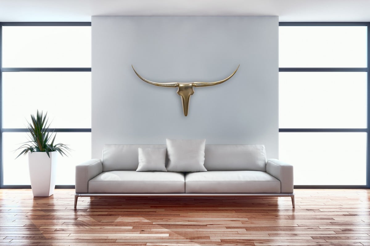 Deko Geweih Bull M WL1.392 Gold 100 cm Aluminium Design Hörner Deko Geweih Bull M WL1.392 Gold 100 cm Aluminium Design Hörner