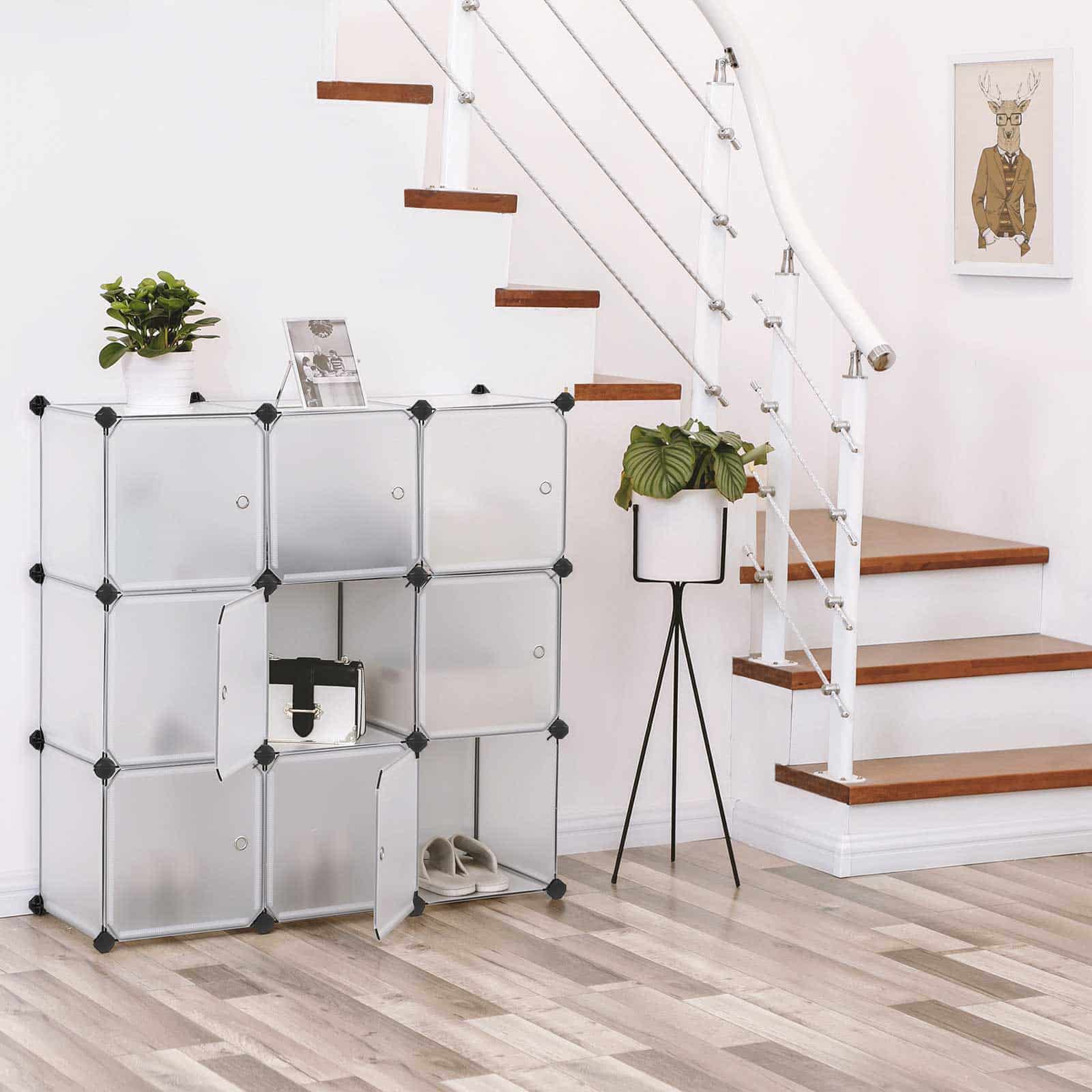 Steckregal mit Türen 9 Würfel Weiß-LPC116WS Steckregal mit Türen 9 Würfel Weiß-LPC116WS