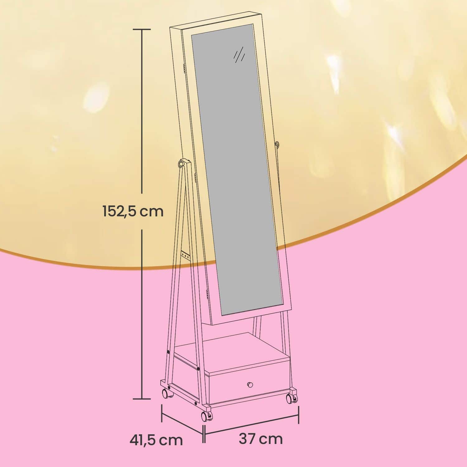 Abschließbarer Schmuckorganizer mit Schublade
