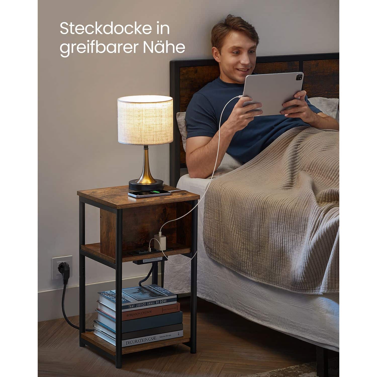 Nachttisch mit Steckdose-B34LET375B01 Nachttisch mit Steckdose-B34LET375B01
