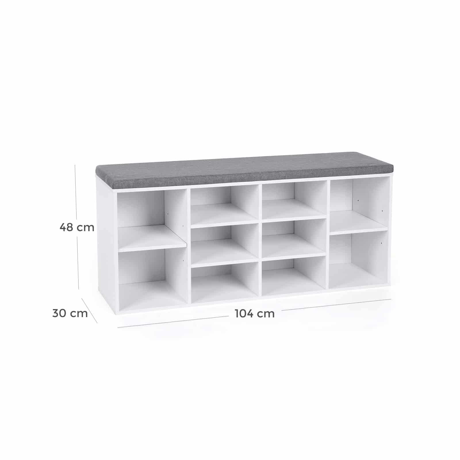 Gepolsterte Schuhbank Weiß-Grau-B34LHS10WT Gepolsterte Schuhbank Weiß-Grau-B34LHS10WT