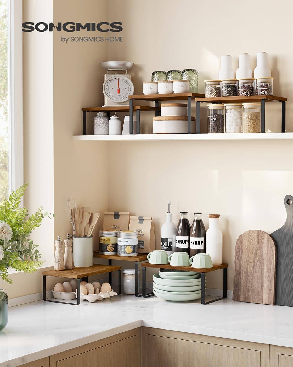 Gewürzregal 3er Set stapelbar und erweiterbar vintagebraun-mattschwarz Gewürzregal 3er Set stapelbar und erweiterbar vintagebraun-mattschwarz