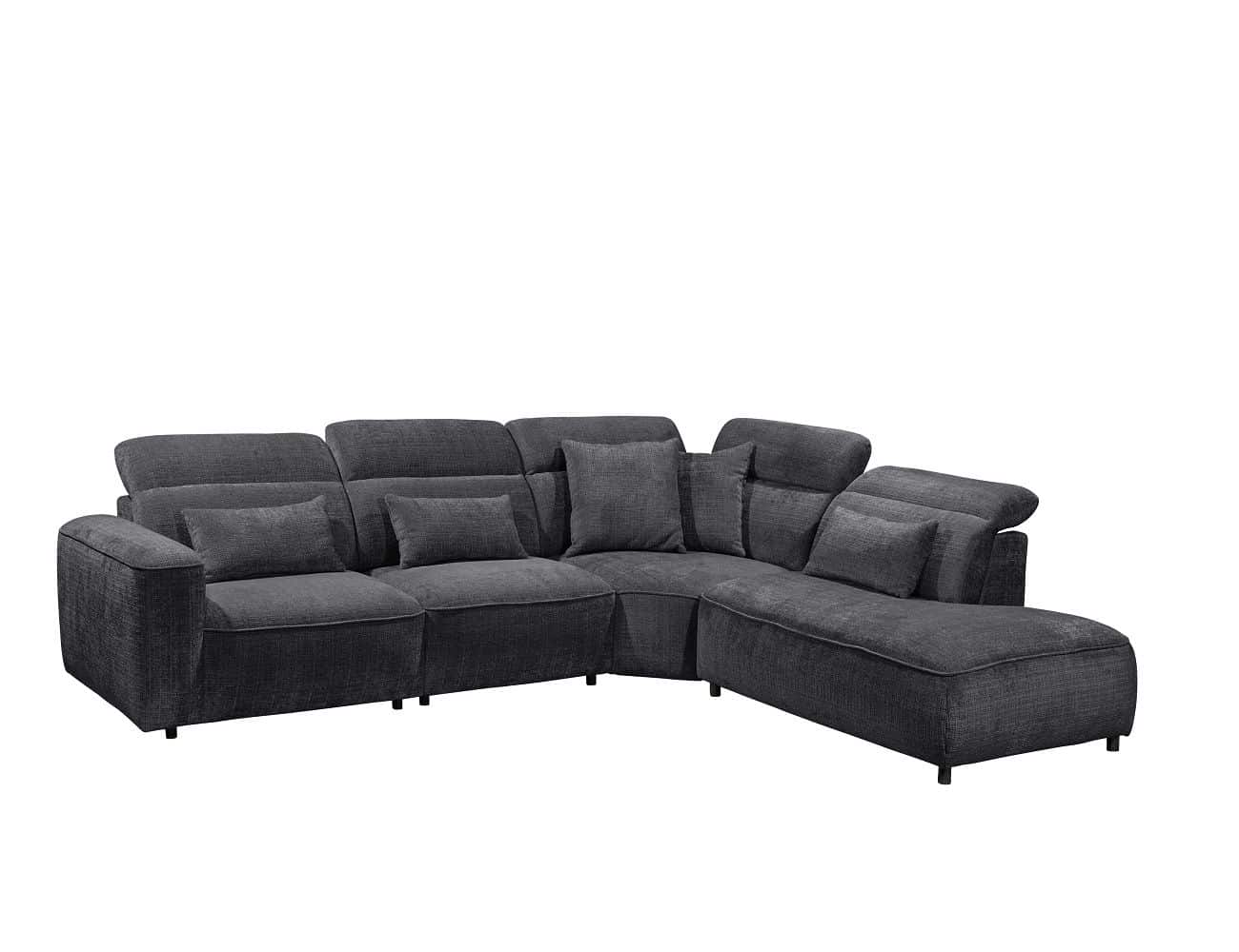 Ecksofa Mansfield Farbe black mit 5-fach verstellbaren Kopflehnen und Mikrofaser-Chenille-Bezug – ED Exciting Design Ecksofa Mansfield Farbe black mit 5-fach verstellbaren Kopflehnen und Mikrofaser-Chenille-Bezug – ED Exciting Design