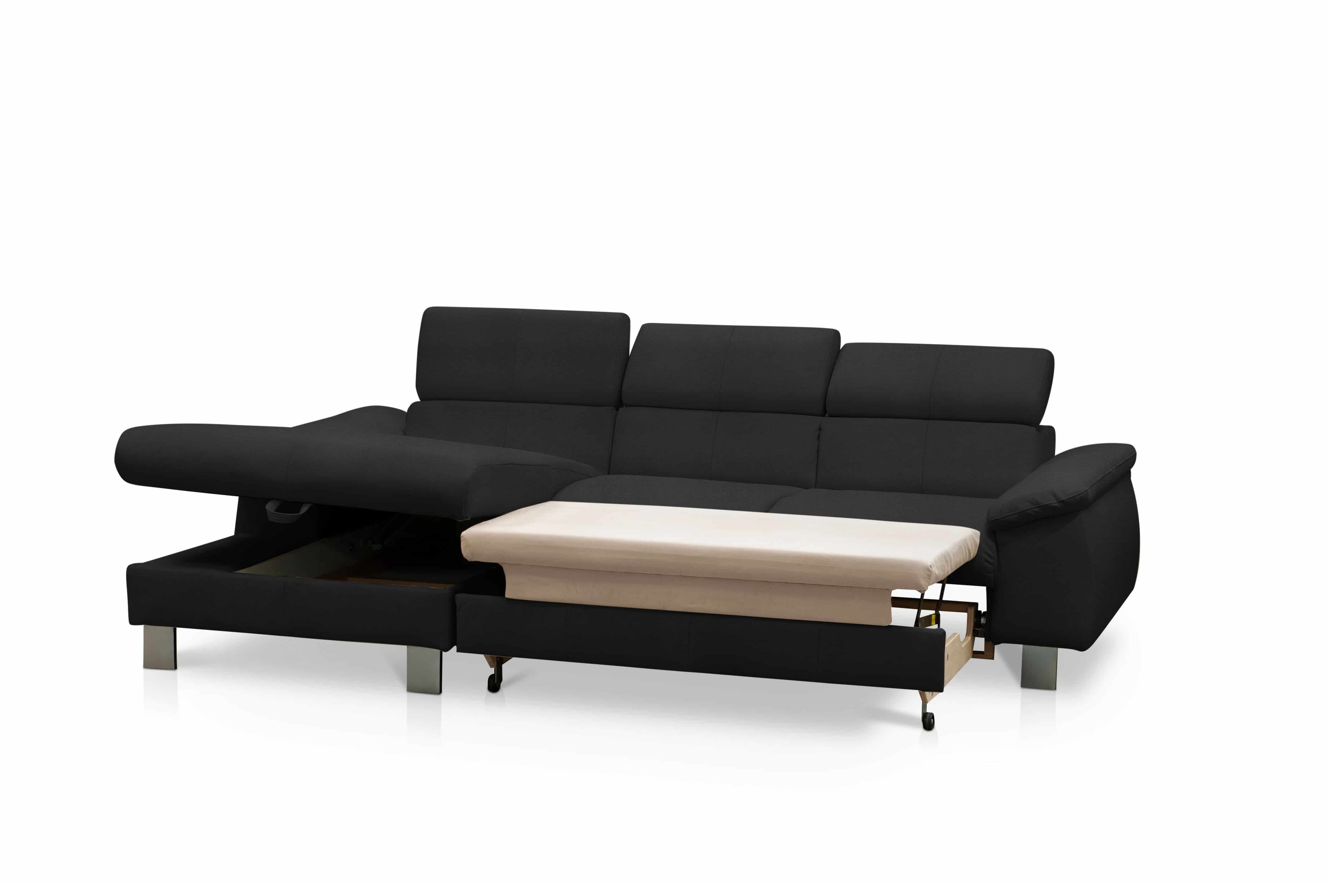 Echtleder Ecksofa Micky mit Schlaffunktion und Bettkasten - Cotta