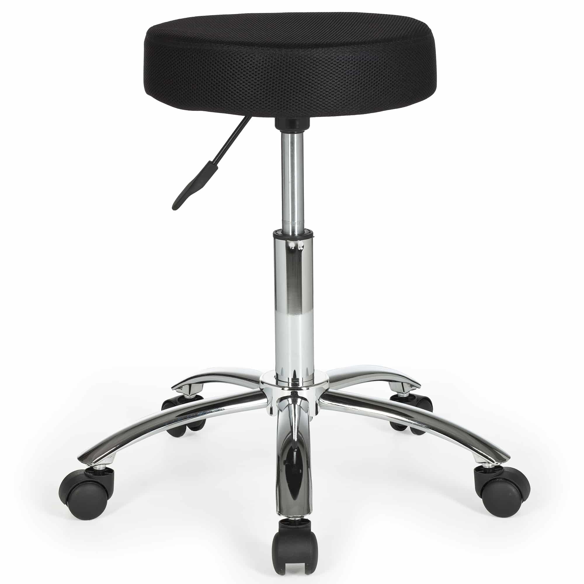 Hocker Design Arbeitshocker Stoffbezug Schwarz Sitzhocker mit Rollen Rollhocker gepolstert ohne Lehne XL Hocker Design Arbeitshocker Stoffbezug Schwarz Sitzhocker mit Rollen Rollhocker gepolstert ohne Lehne XL