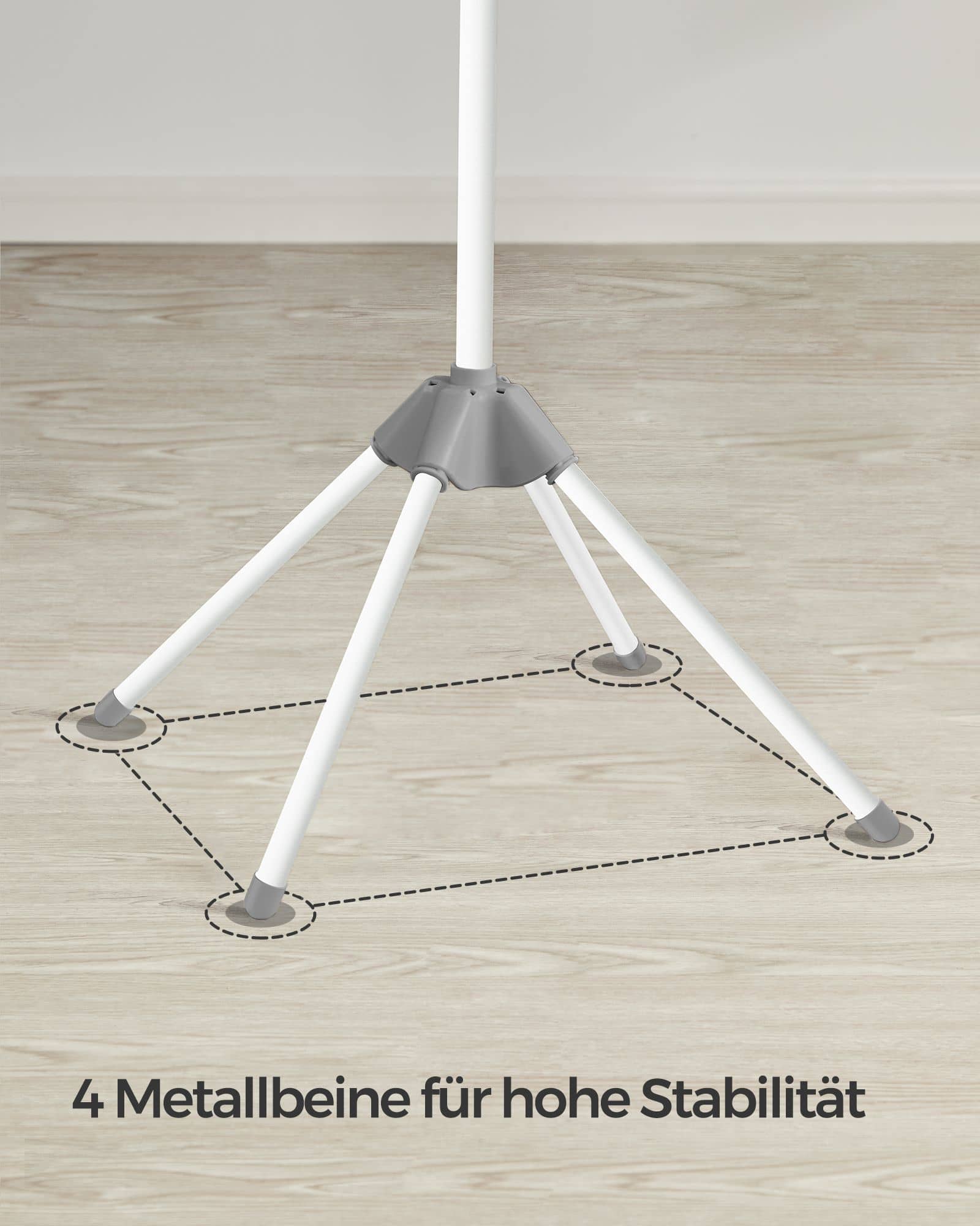 Wäscheständer mit 3 drehbaren Armen und 4 Beinen grau-weiß Wäscheständer mit 3 drehbaren Armen und 4 Beinen grau-weiß