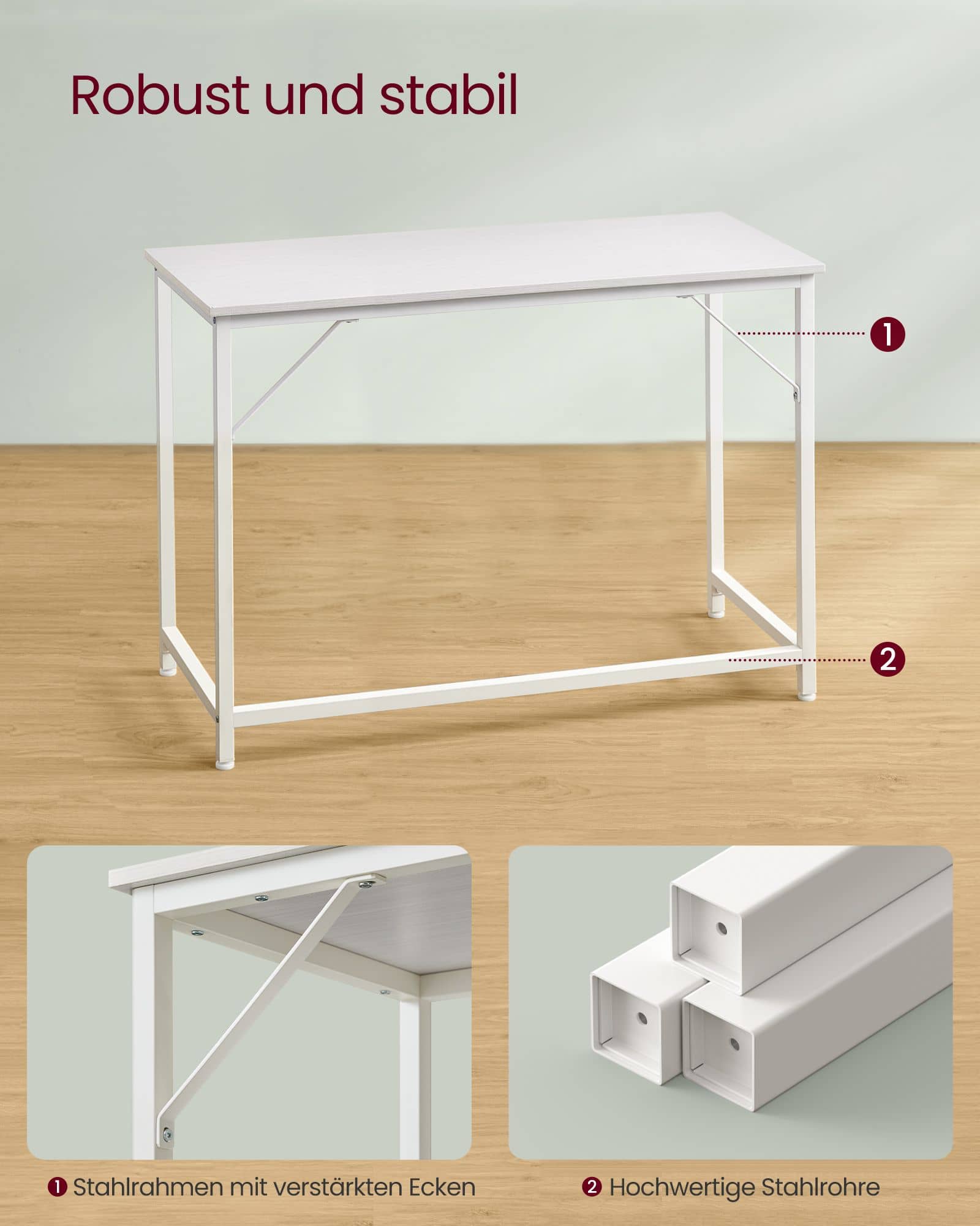 Schreibtisch mit Metallgestell 60 x 120 x 76 cm ahornweiß Schreibtisch mit Metallgestell 60 x 120 x 76 cm ahornweiß