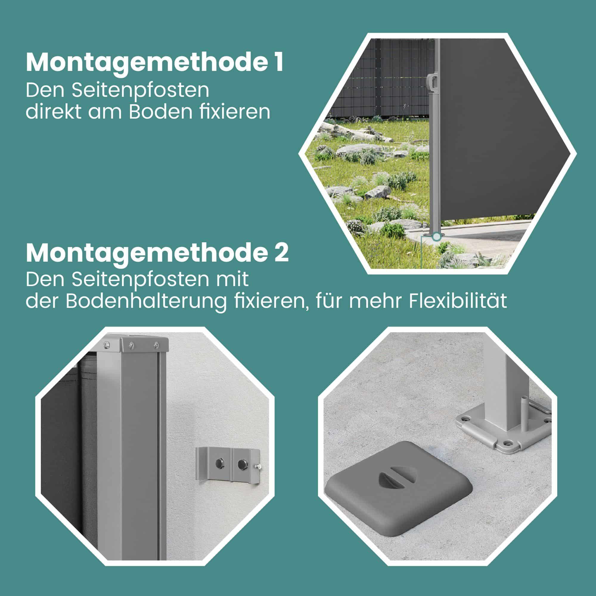 Seitenmarkise mit Stahl-Kasten, rostbeständig, ausziehbar Seitenmarkise mit Stahl-Kasten, rostbeständig, ausziehbar