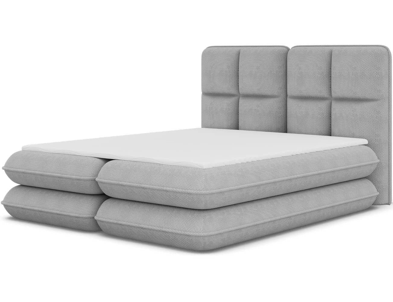 Boxspringbett Tonila Calmora Mikrofaser Grau mit Bettkasten | Topper Boxspringbett Tonila Calmora Mikrofaser Grau mit Bettkasten | Topper