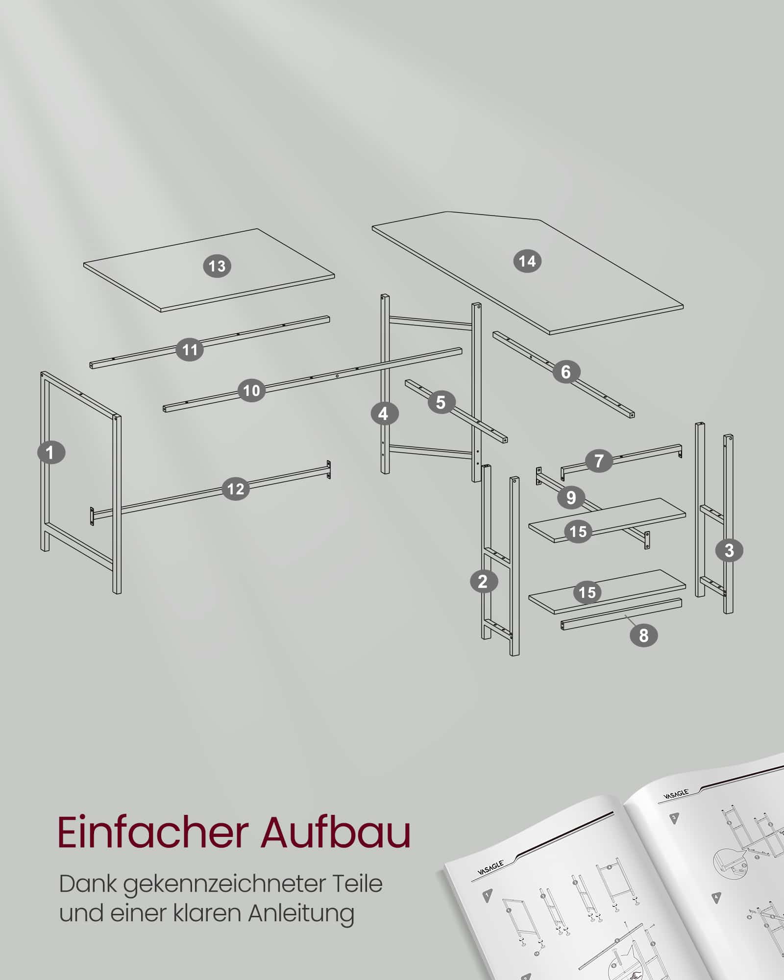 L-förmiger Computertisch einfacher Aufbau ahornweiß-LWD072W44 L-förmiger Computertisch einfacher Aufbau ahornweiß-LWD072W44