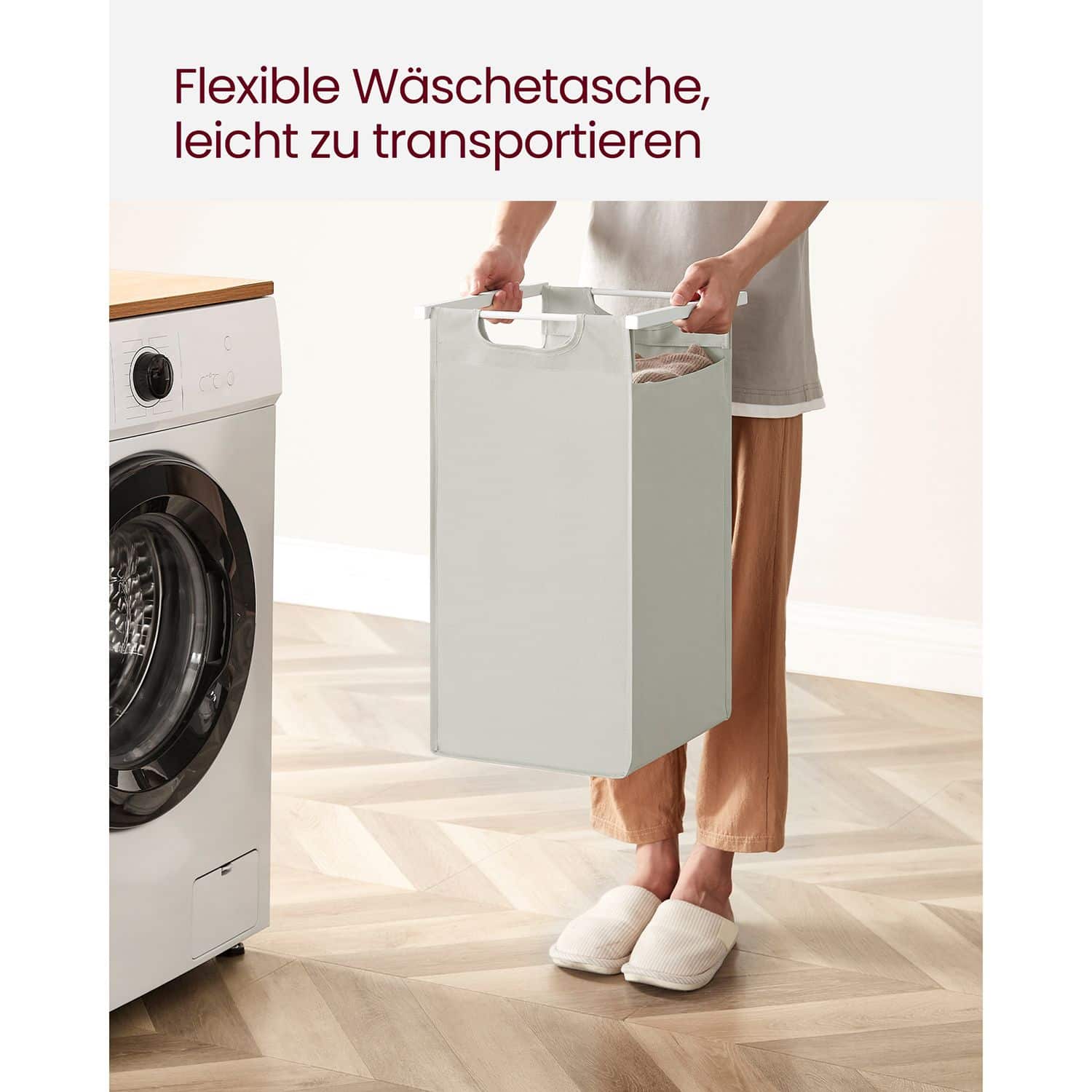 Wäschekorb 2 x 46 L mit 2 Ablagen weiß