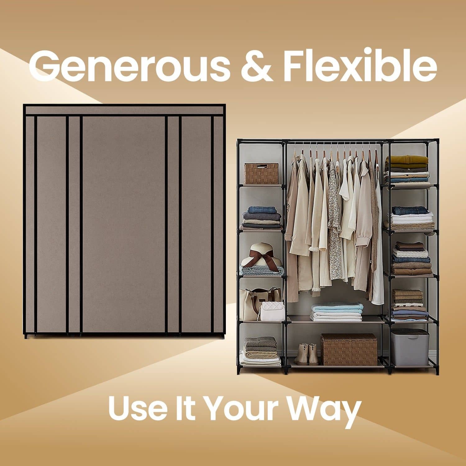 Kleiderschrank, Stoffschrank, mit Überzug aus Vliesstoff