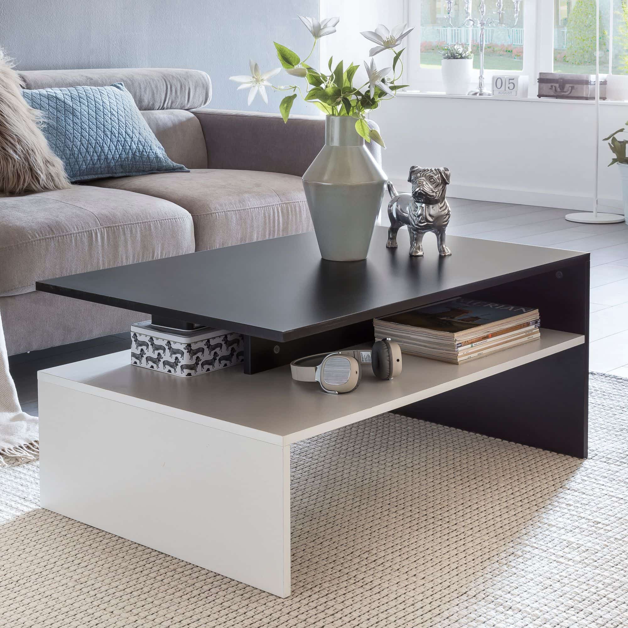 45891-WOHNLING-MURPHY-Wohnzimmertisch-90-x-60-cm-miu1ysRqjZa3iyT Wohnling Couchtisch Murphy 90 cm – Schwarz/Weiß Holz