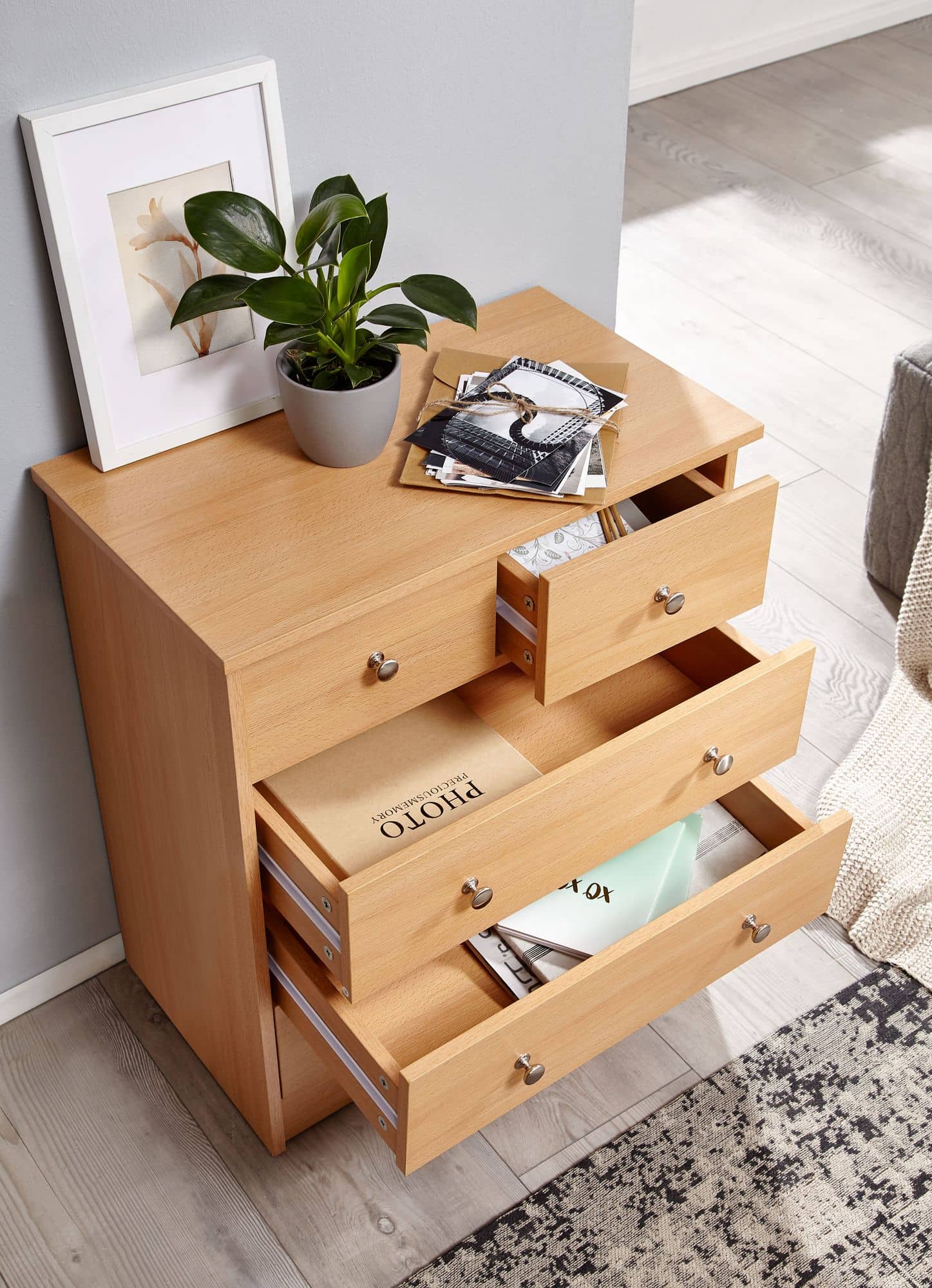 Design Holz-Kommode 60 x 70 x 35 cm buche mit 5 Schubladen Design Holz-Kommode 60 x 70 x 35 cm buche mit 5 Schubladen