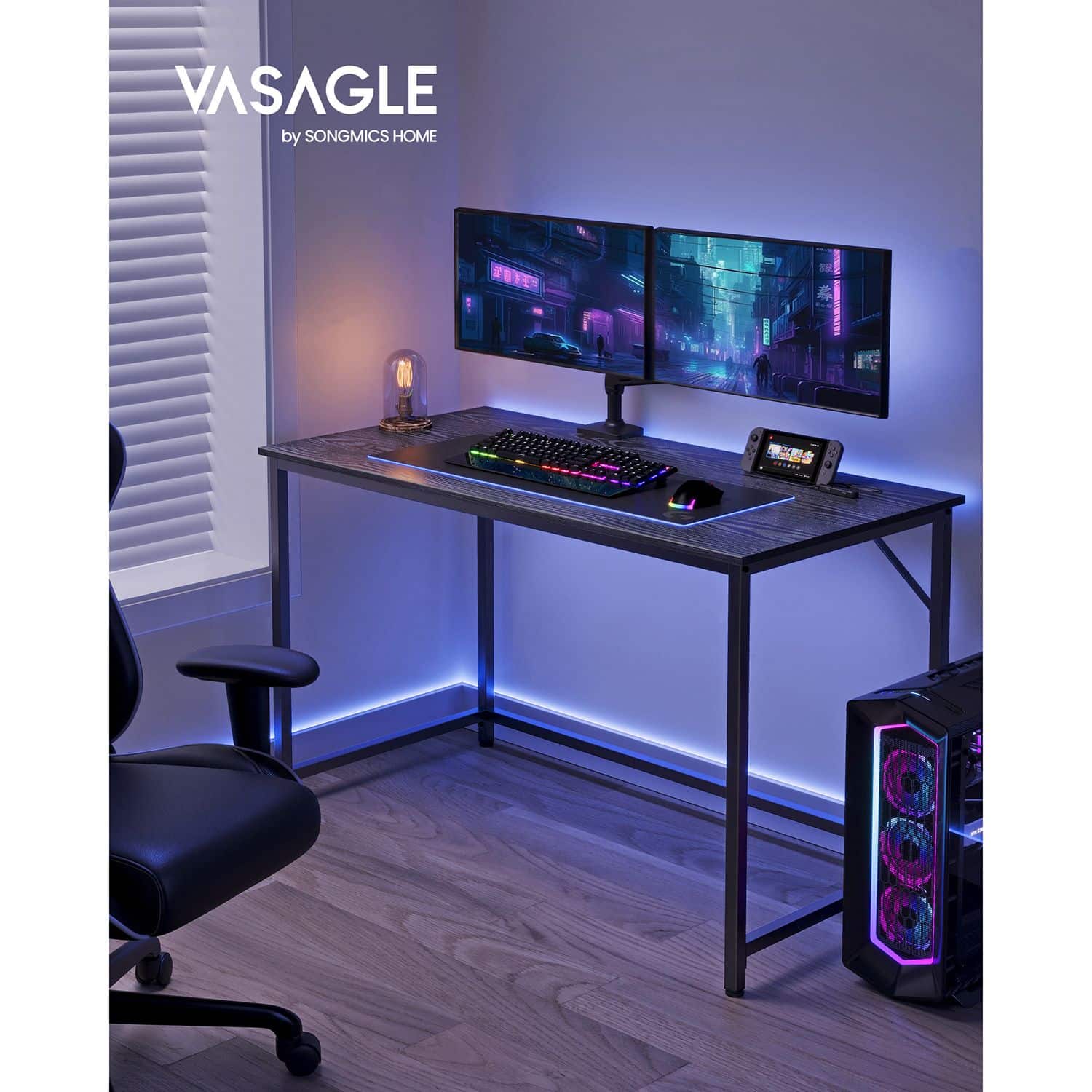 Schreibtisch Industrie-Design schwarz-LWD039B56