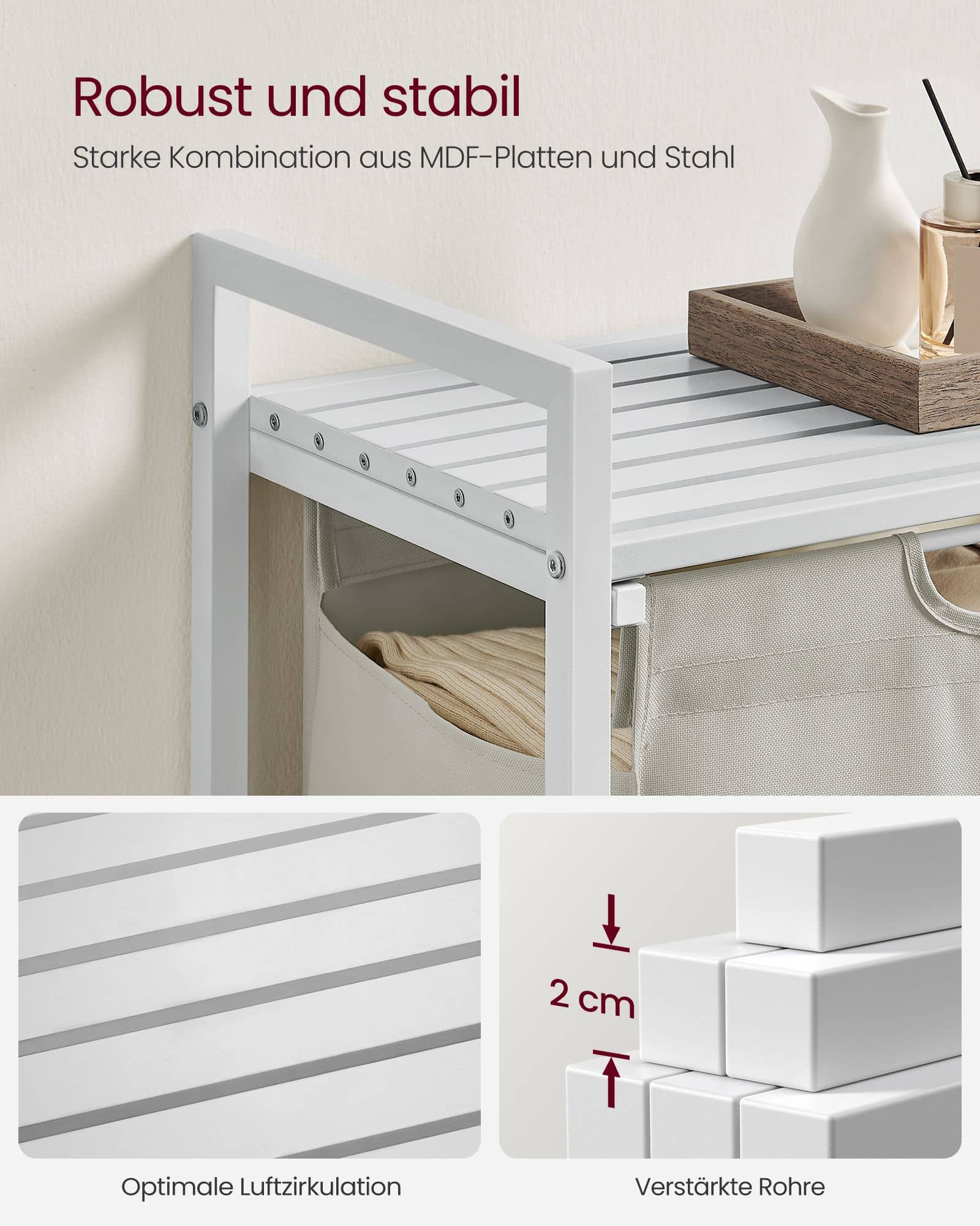 Wäschekorb, Wäschesammler mit Ablage, Wäschesack Wäschekorb, Wäschesammler mit Ablage, Wäschesack