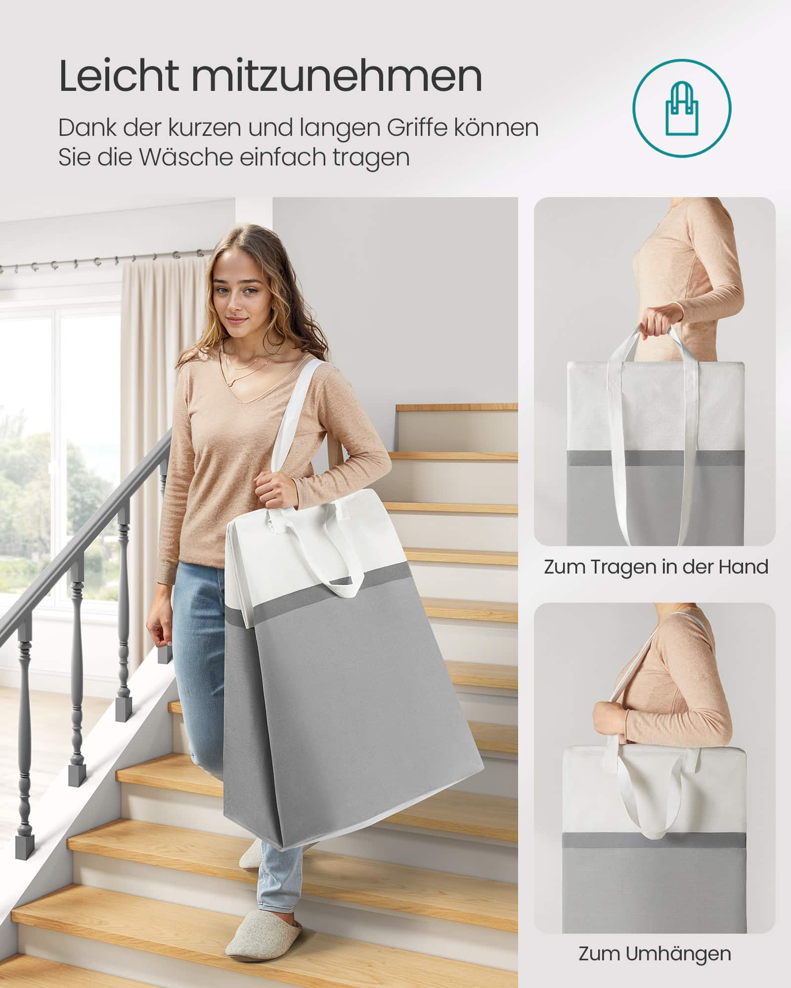 Wäschekorb 2er Set 110 L mit Griffen taubengrau Wäschekorb 2er Set 110 L mit Griffen taubengrau