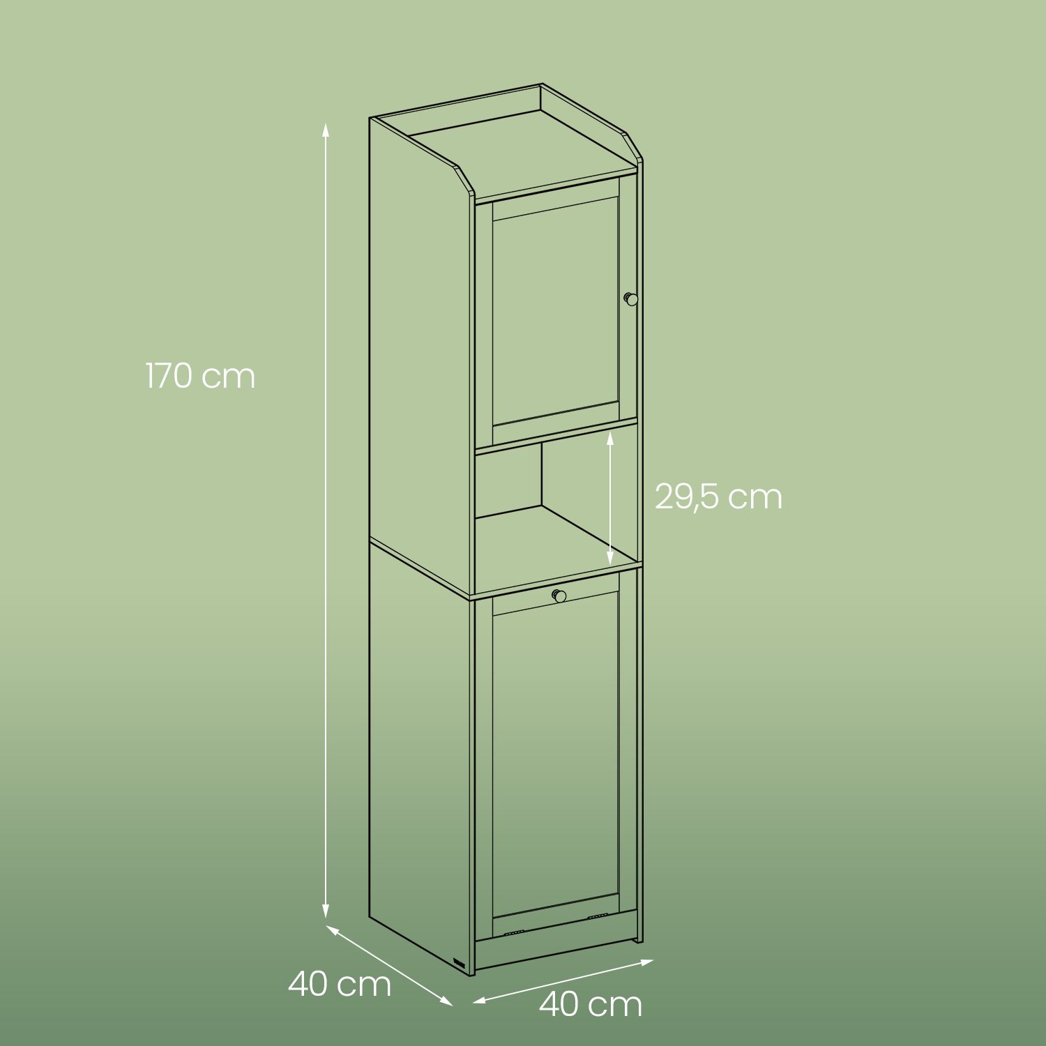 Badezimmerschrank mit Wäschekorb 40 x 40 x 170 cm Badezimmerschrank mit Wäschekorb 40 x 40 x 170 cm