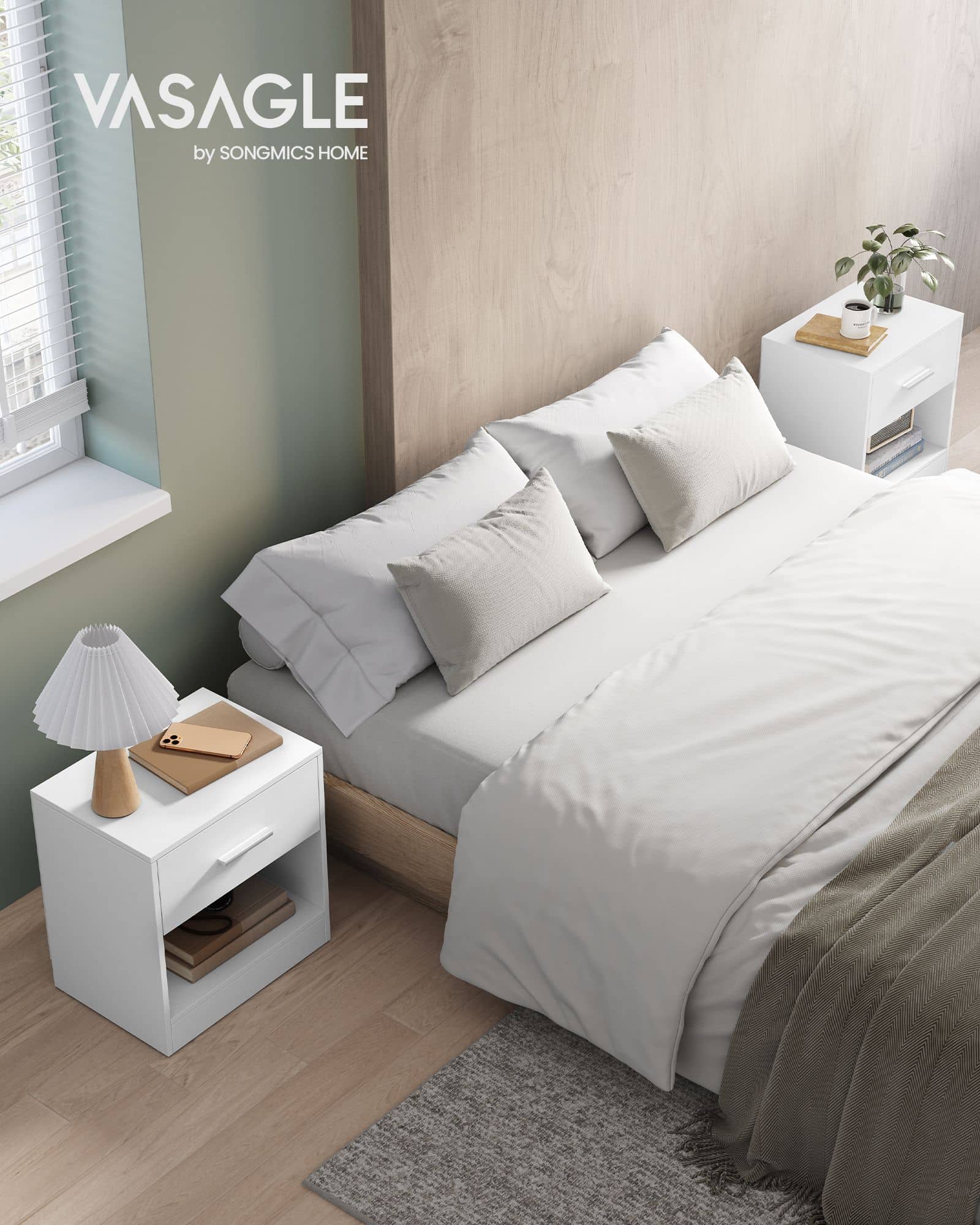 Nachttisch 2er Set naturbeige-klassikweiß Nachttisch 2er Set naturbeige-klassikweiß