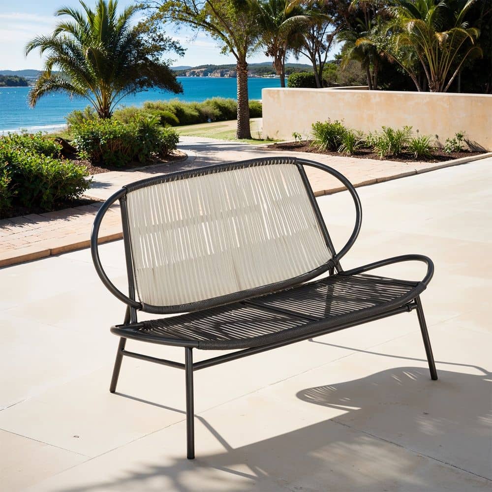 Gartenbank aus PE-Rattan 70 x 138,5 x 79 cm tintenschwarz