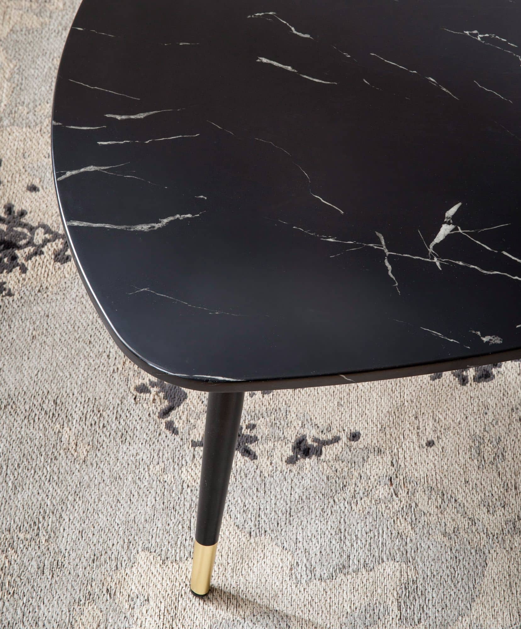 Couchtisch 90×60×41 cm – Schwarz Marmoroptik, Metallgestell Couchtisch 90×60×41 cm – Schwarz Marmoroptik, Metallgestell