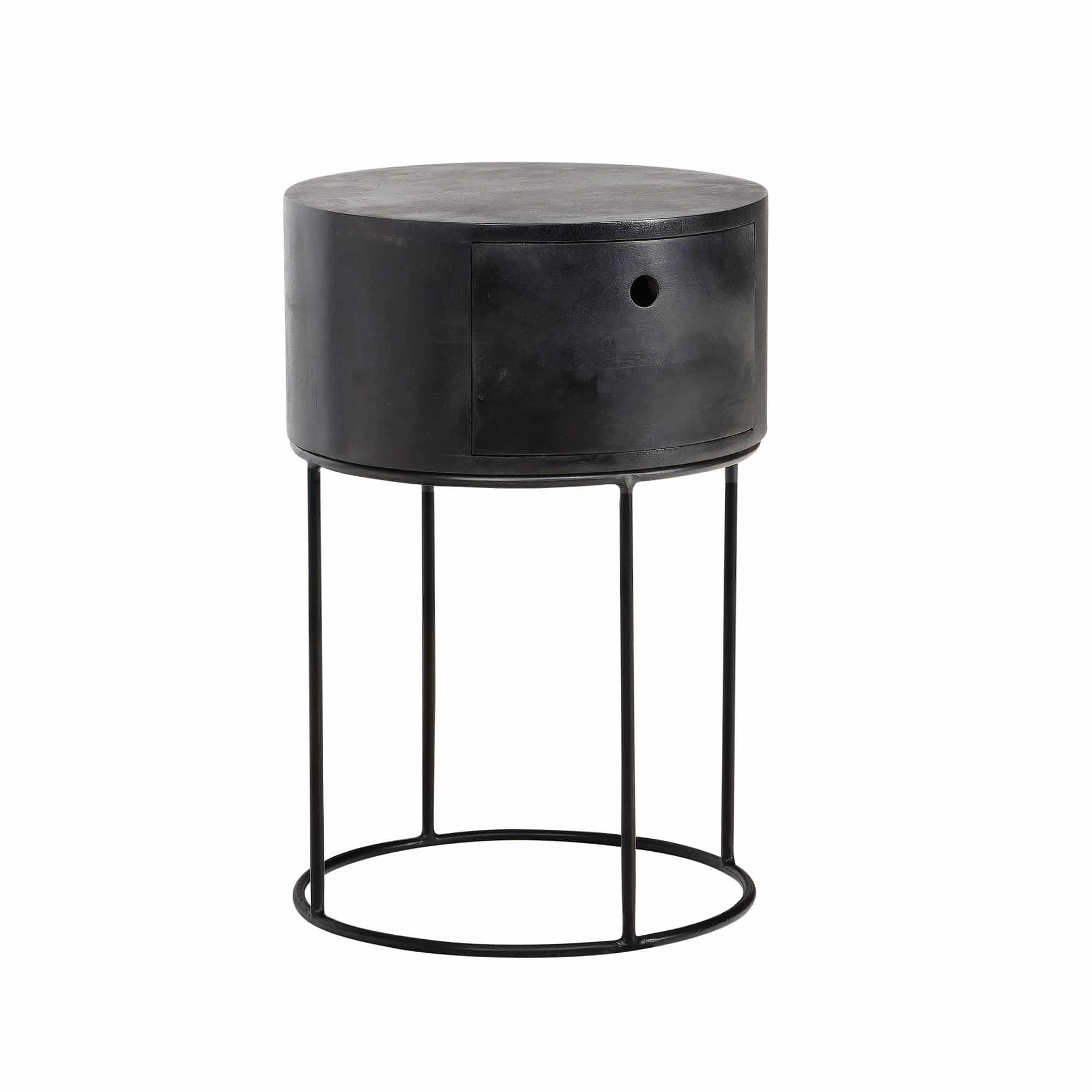 Nachtkonsole Mango Massivholz Metall 40x40x60 cm Nachttisch Schwarz Nachtkonsole Mango Massivholz Metall 40x40x60 cm Nachttisch Schwarz