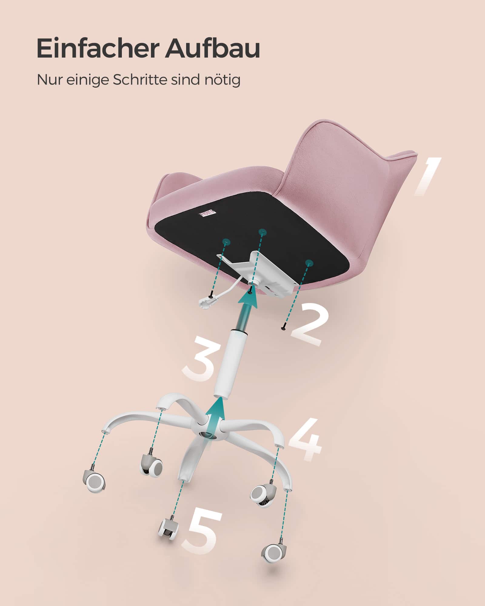 Bürostuhl bis 110 kg belastbar pastellrosa-OBG019P02 Bürostuhl bis 110 kg belastbar pastellrosa-OBG019P02