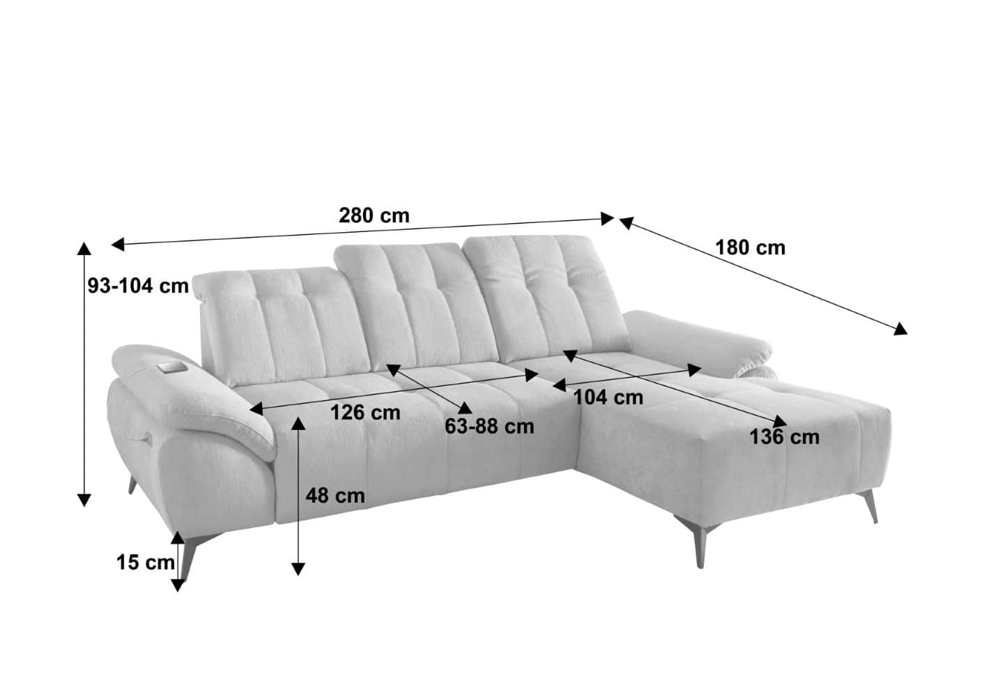 Sofa Fiore Benformato Cord mit elektronischem Sitzvorschub