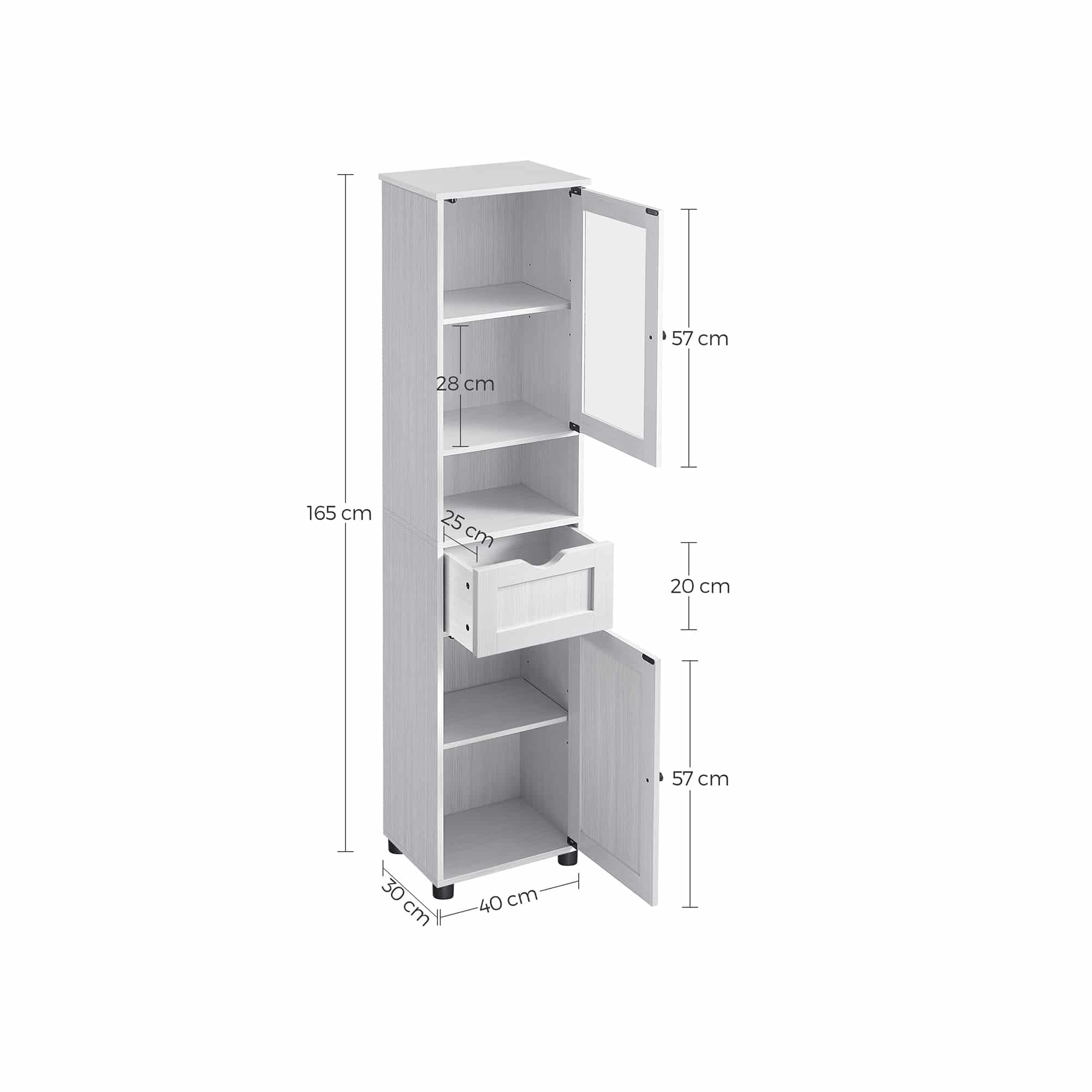 Badschrank mit höhenverstellbaren Ablagen Weiß-B34BBK163T44 Badschrank mit höhenverstellbaren Ablagen Weiß-B34BBK163T44